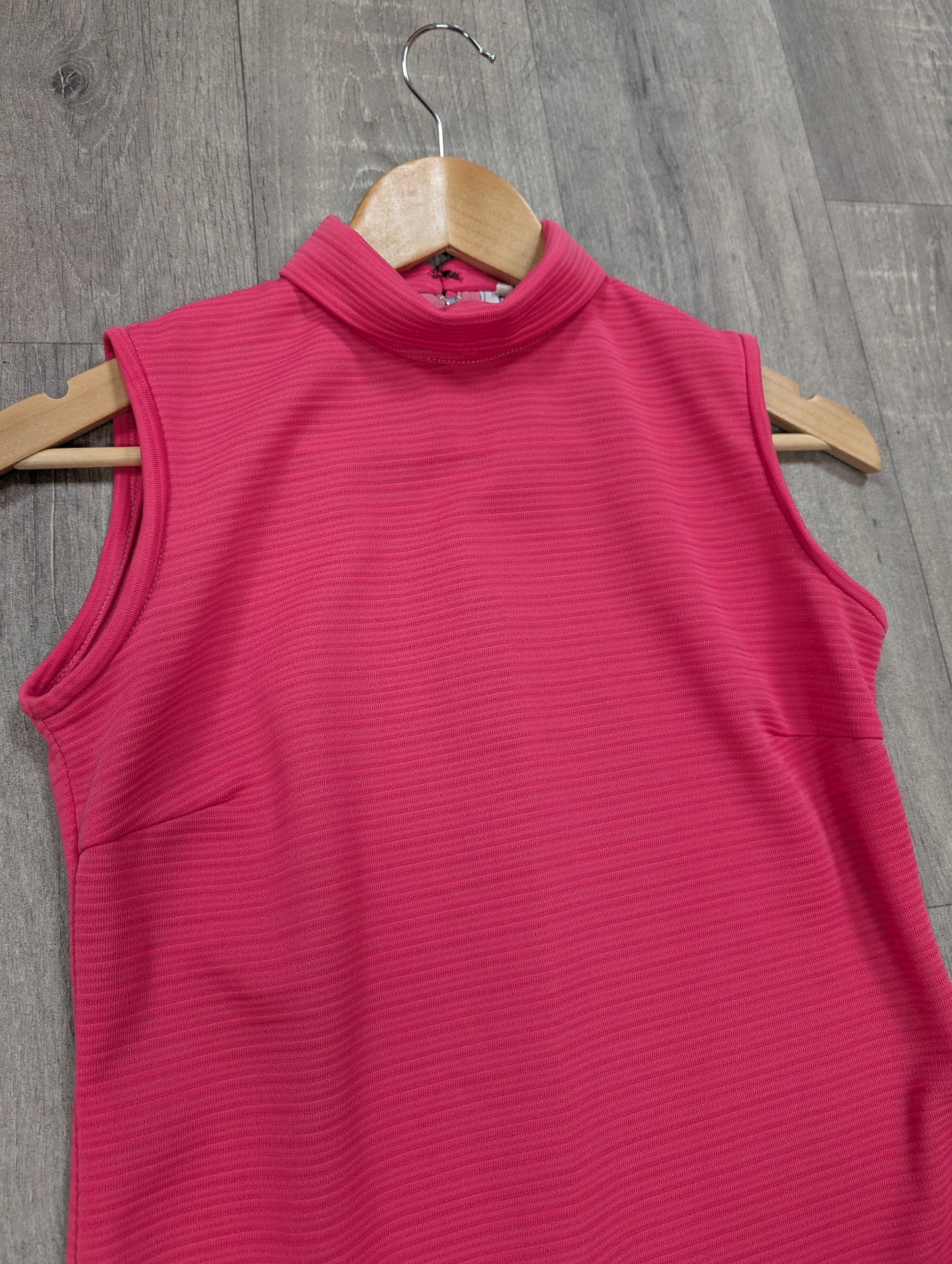 1960s pink crimplene dress - S/8