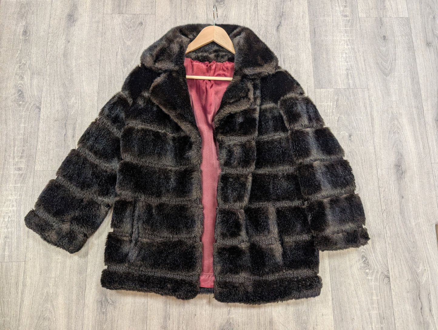 1970s Tissavel dark brown faux fur coat - S
