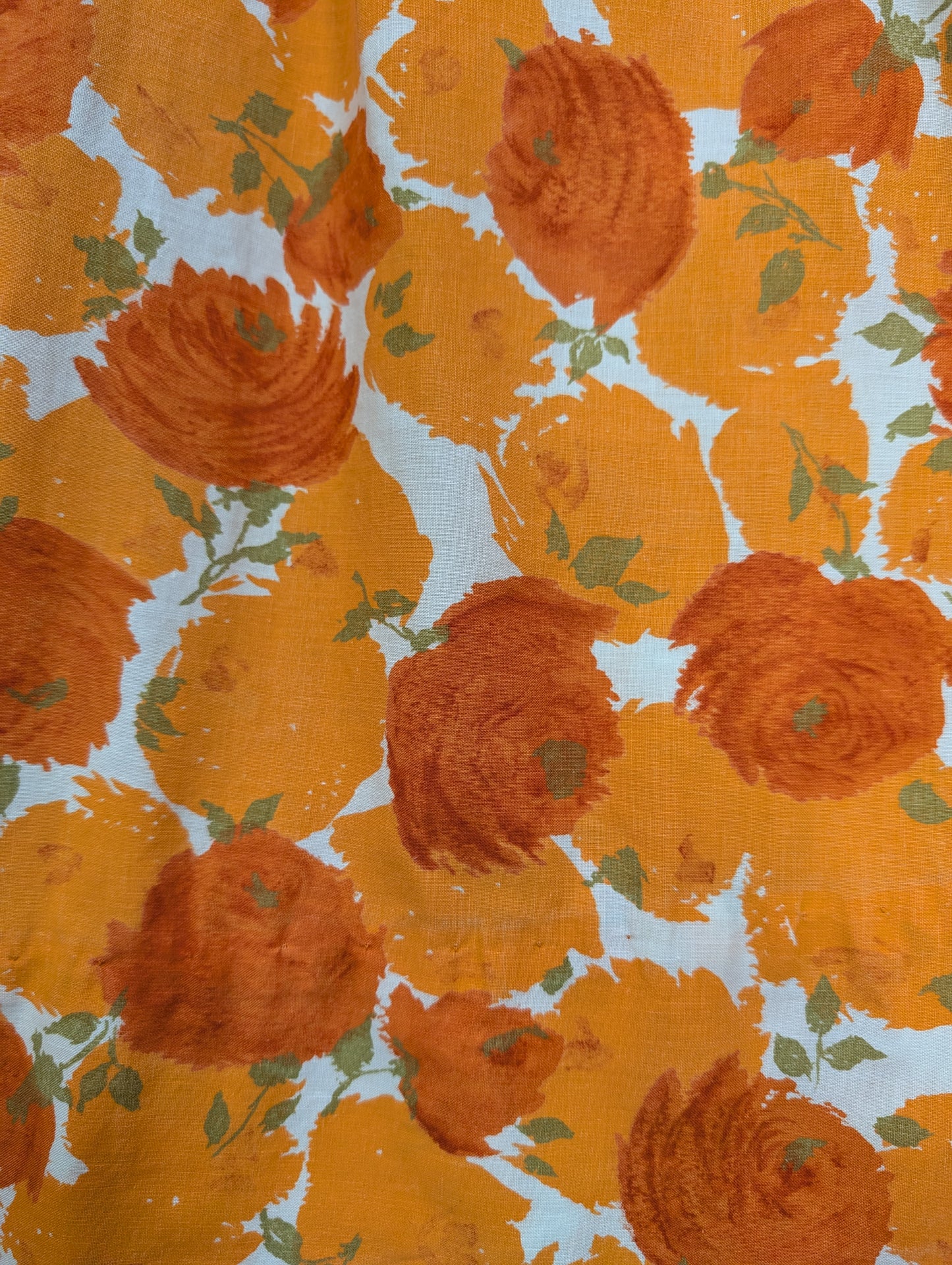 Late 1950s Modern Classics orange floral cotton dress - XS/S/6/8
