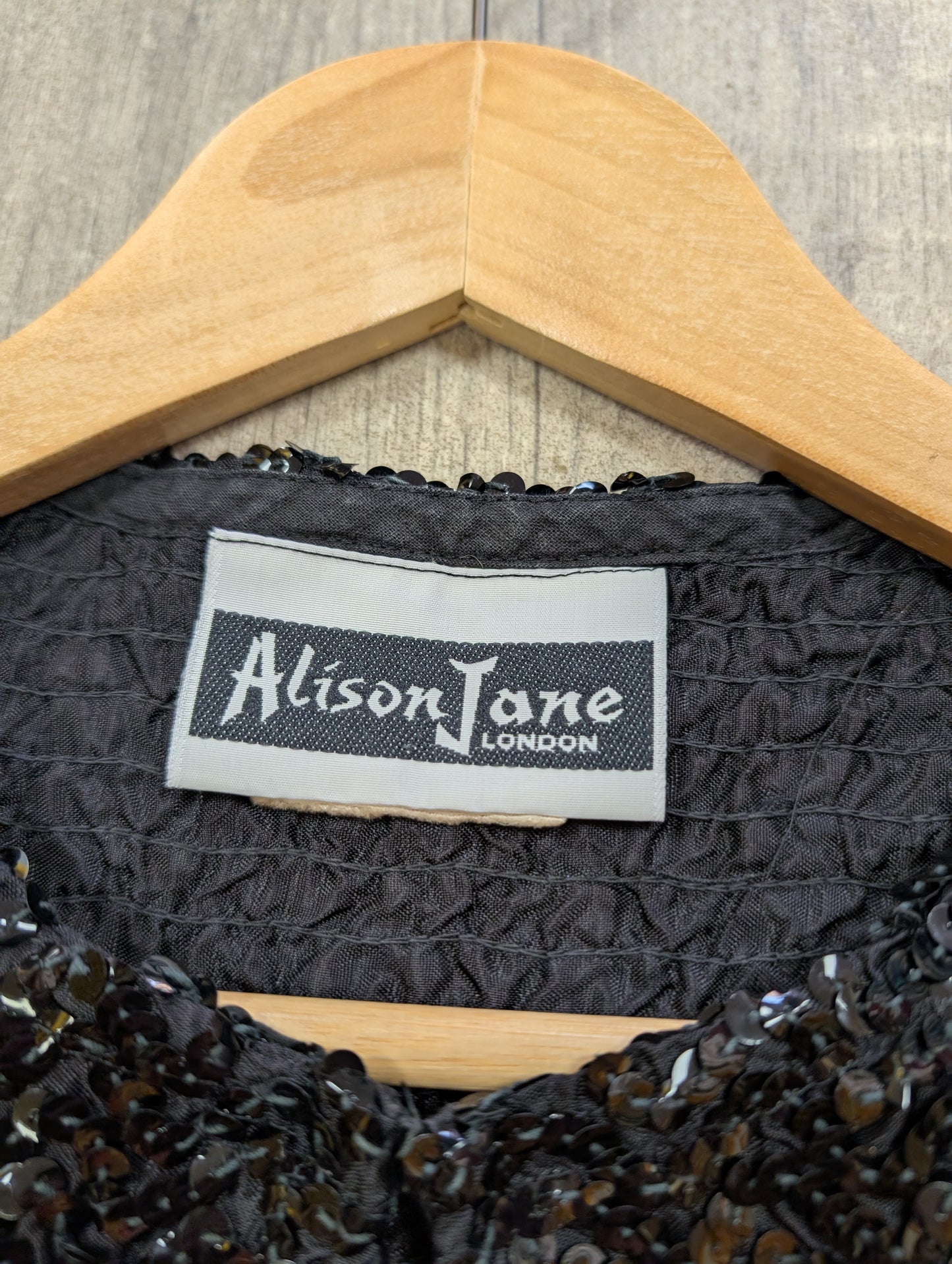 70s/80s Alison Jane black sequin jacket - S