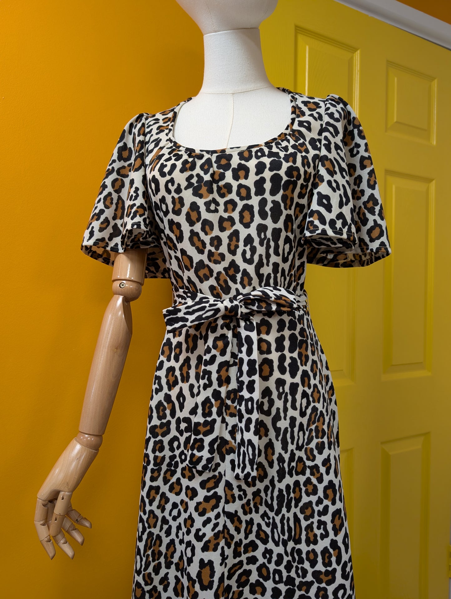 1970s Richard Shops leopard print maxi dress - S/8
