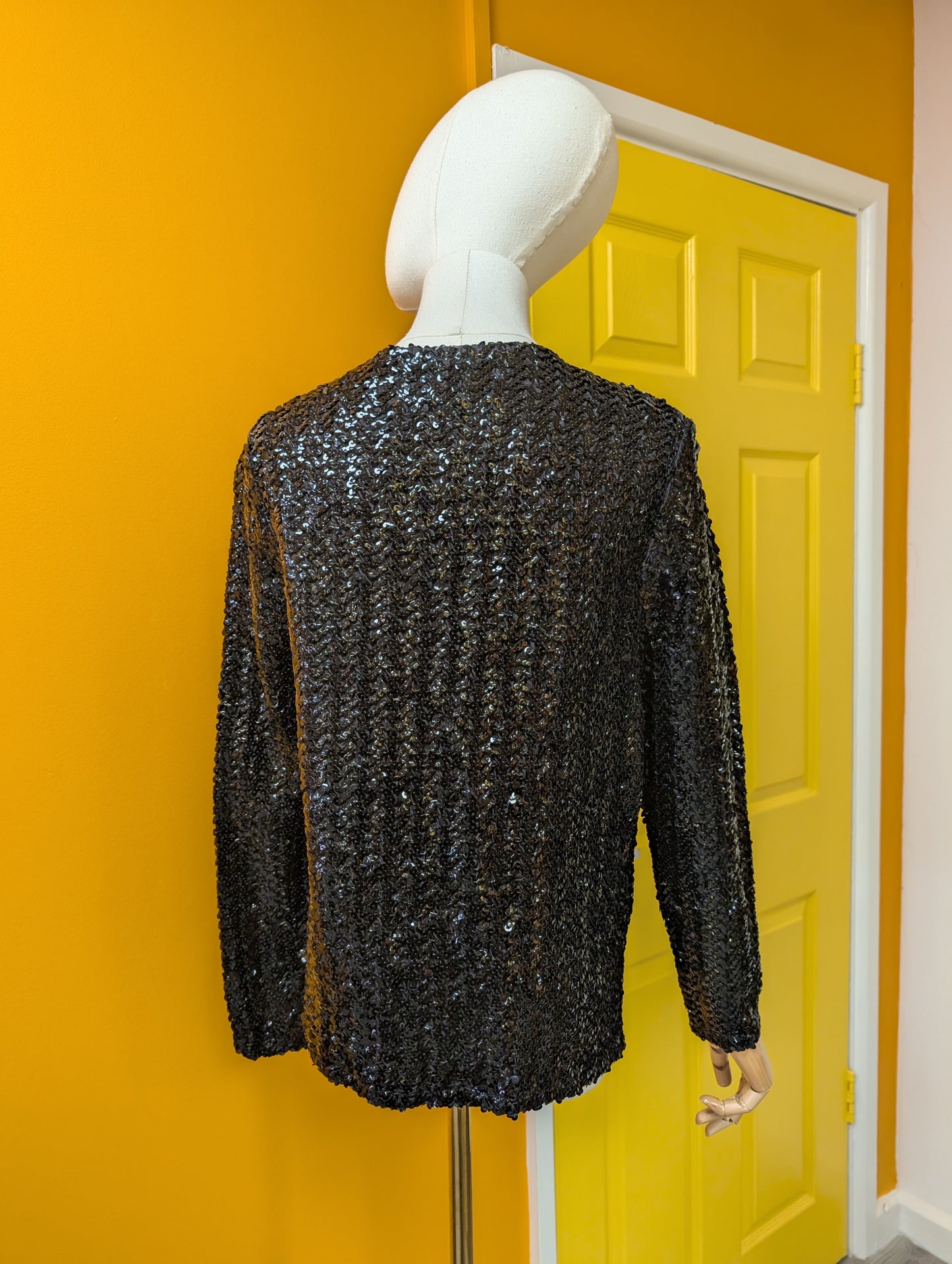 70s/80s Alison Jane black sequin jacket - S