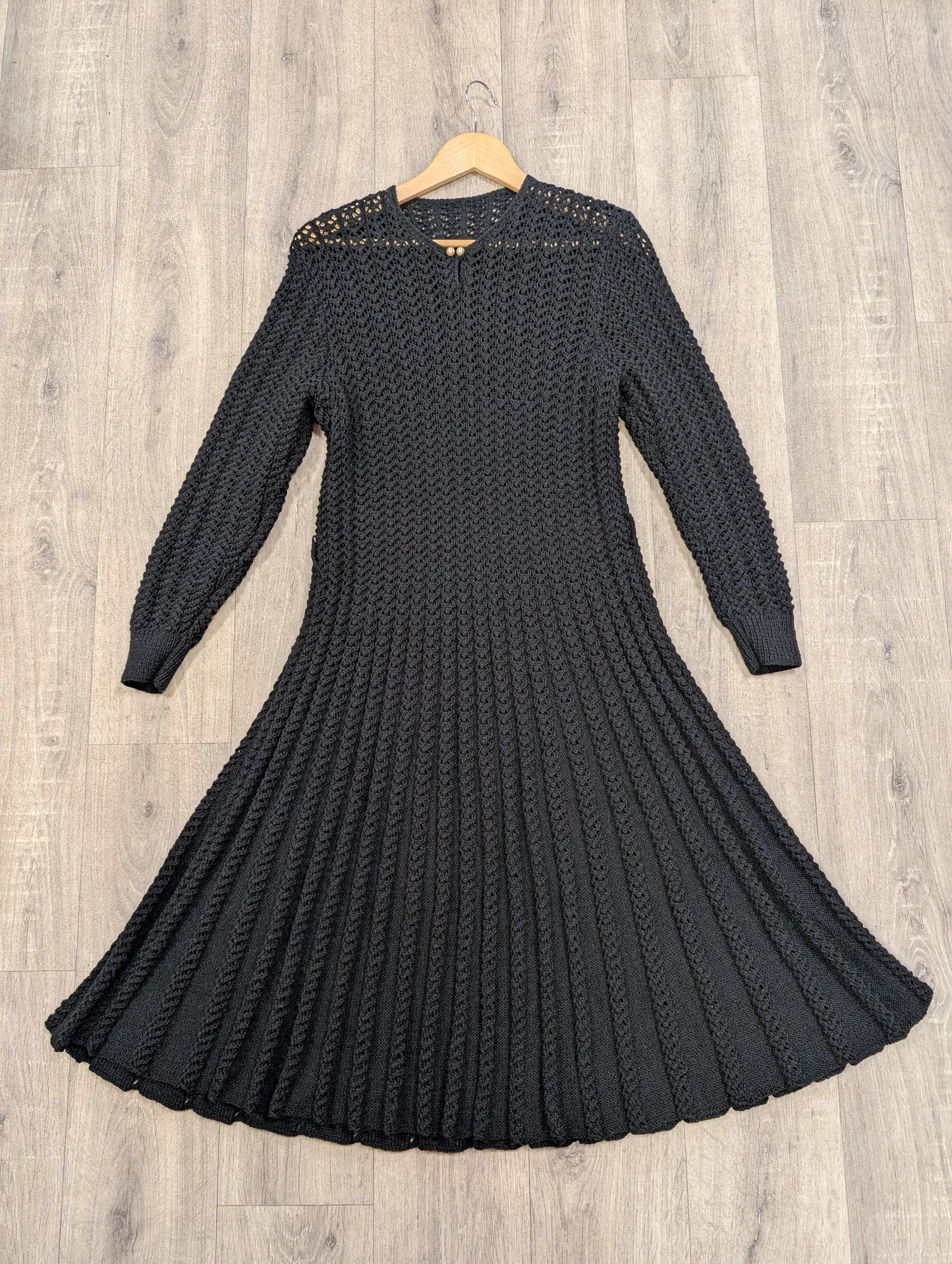 1980s black knitted dress - M
