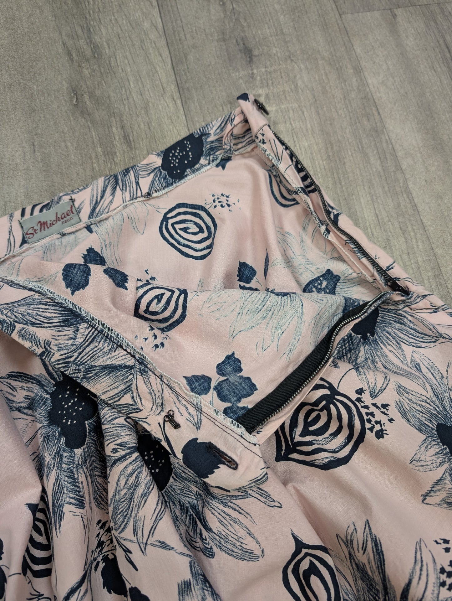 1950s St Michael abstract floral full circle cotton skirt - 25" waist