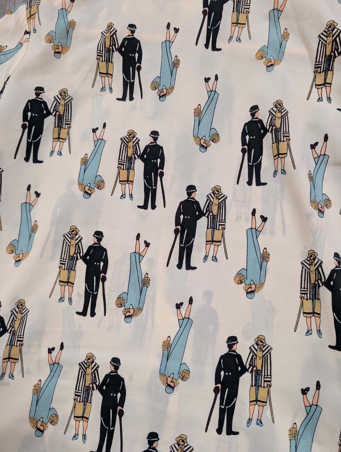1970s novelty Art Deco print dagger collar shirt - S
