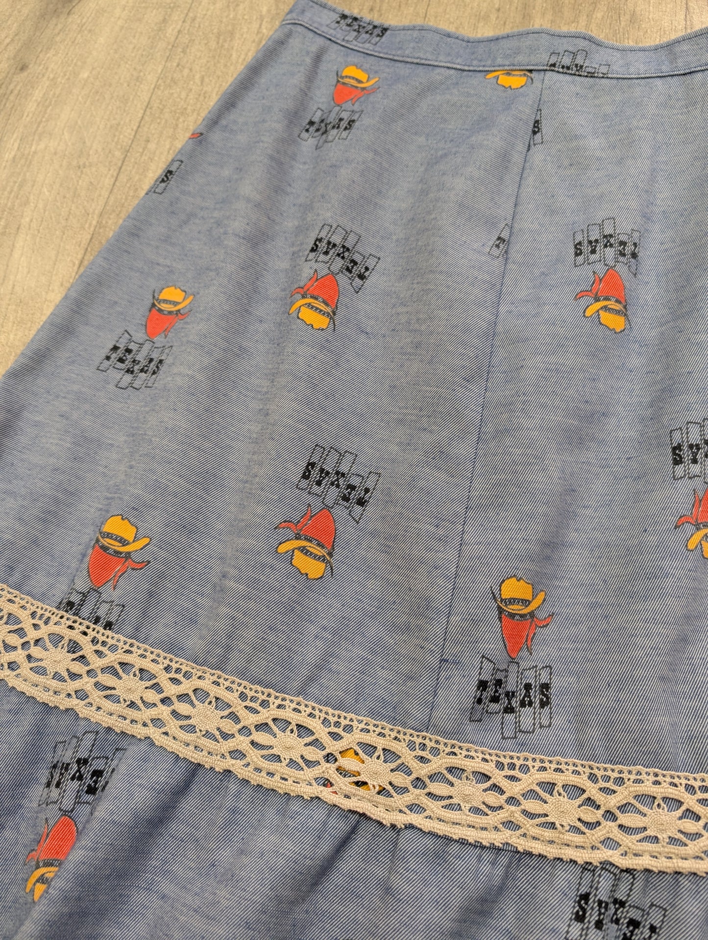 1970s Texas novelty print western skirt - 27" waist