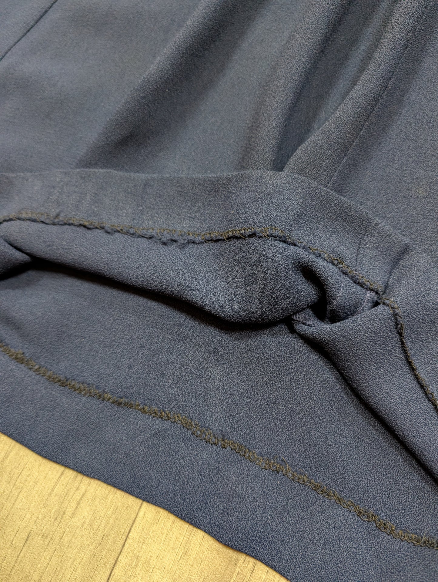 1970s Ossie Clark for Radley moss crepe navy blue dress - S/M