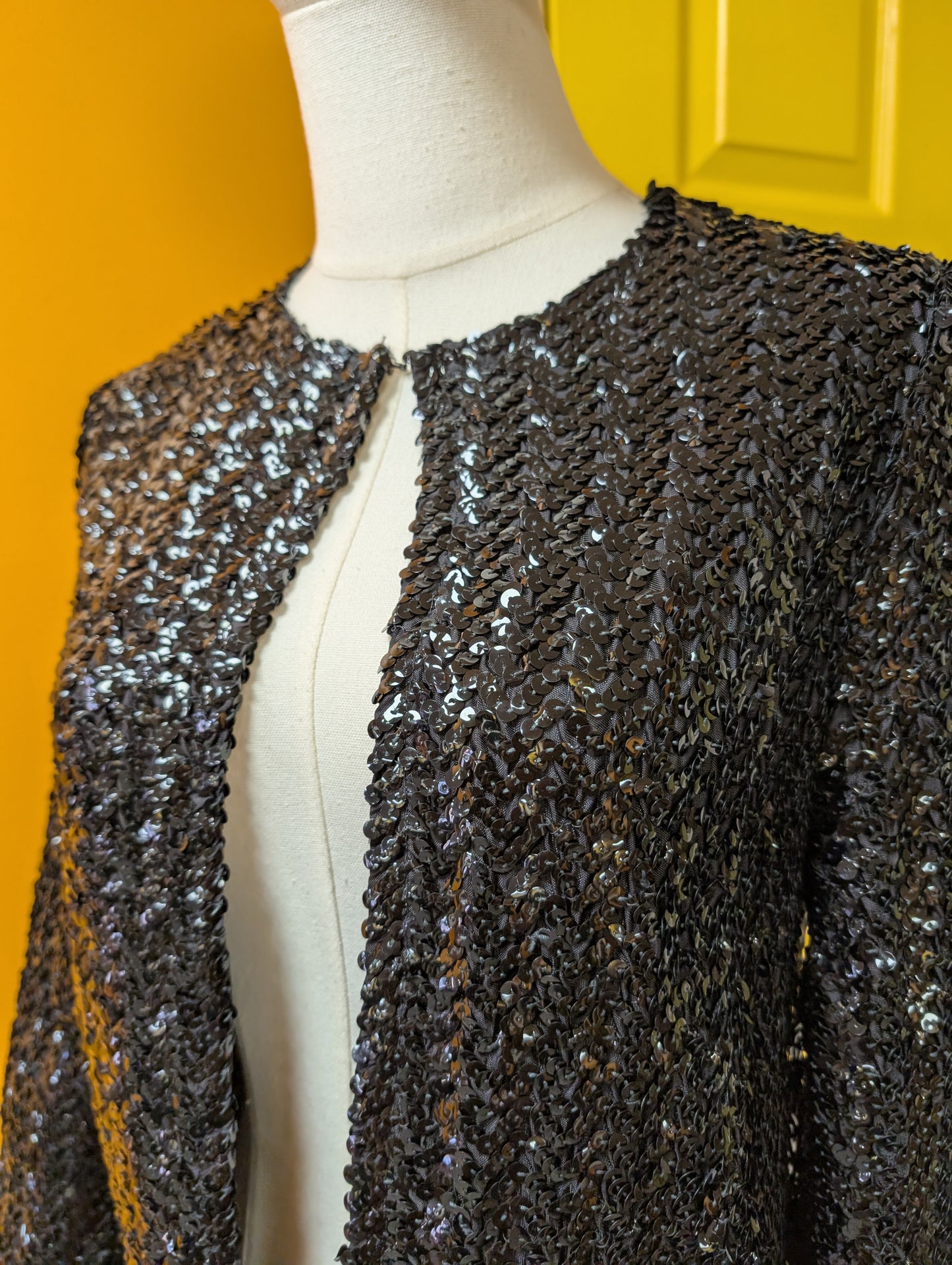 70s/80s Alison Jane black sequin jacket - S