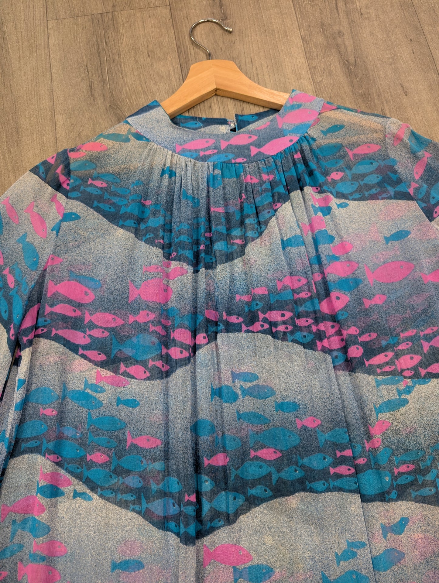 Epic 60s/70s Oriane Capri fish print sheer beach dress
