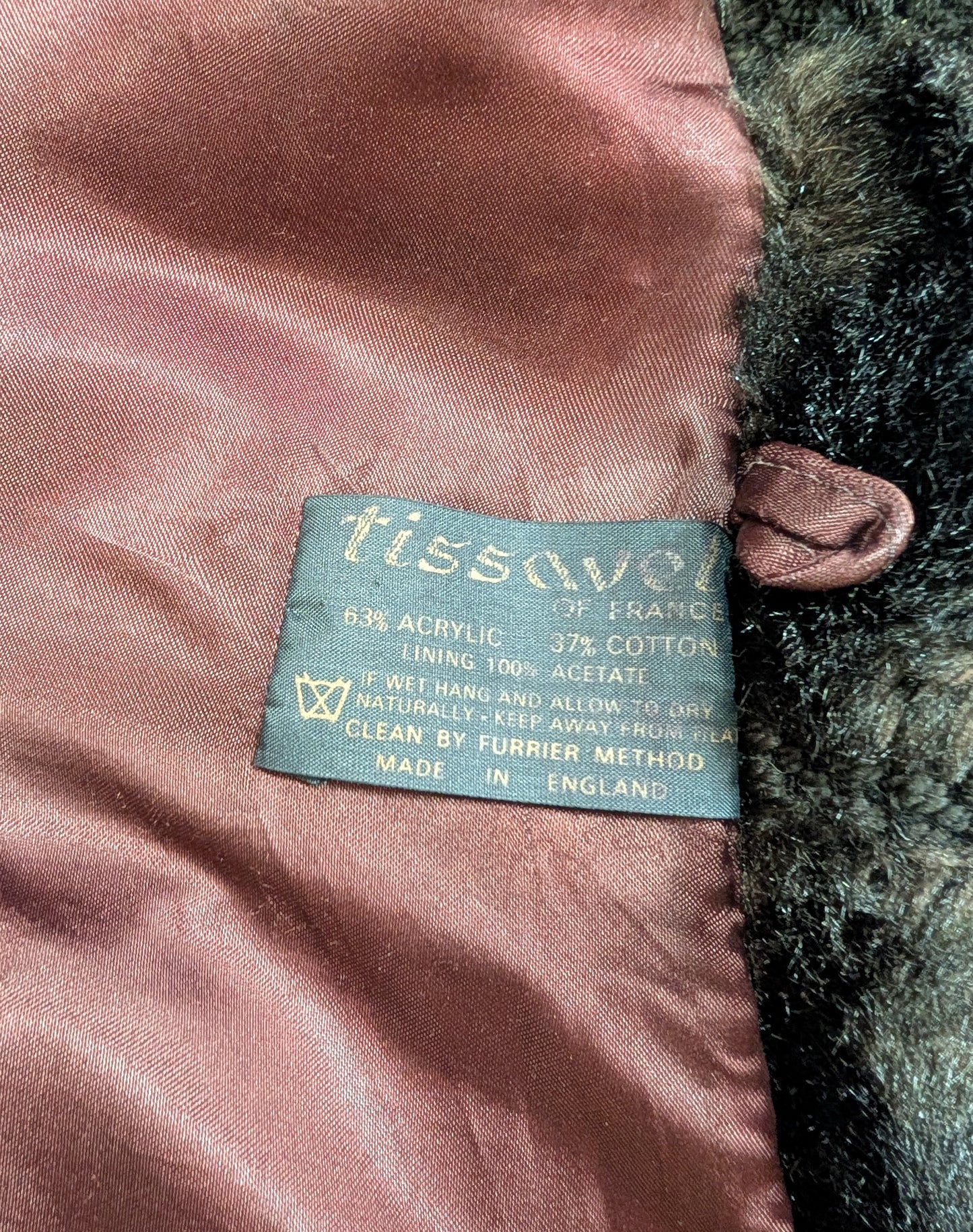 1970s Tissavel dark brown faux fur coat - S