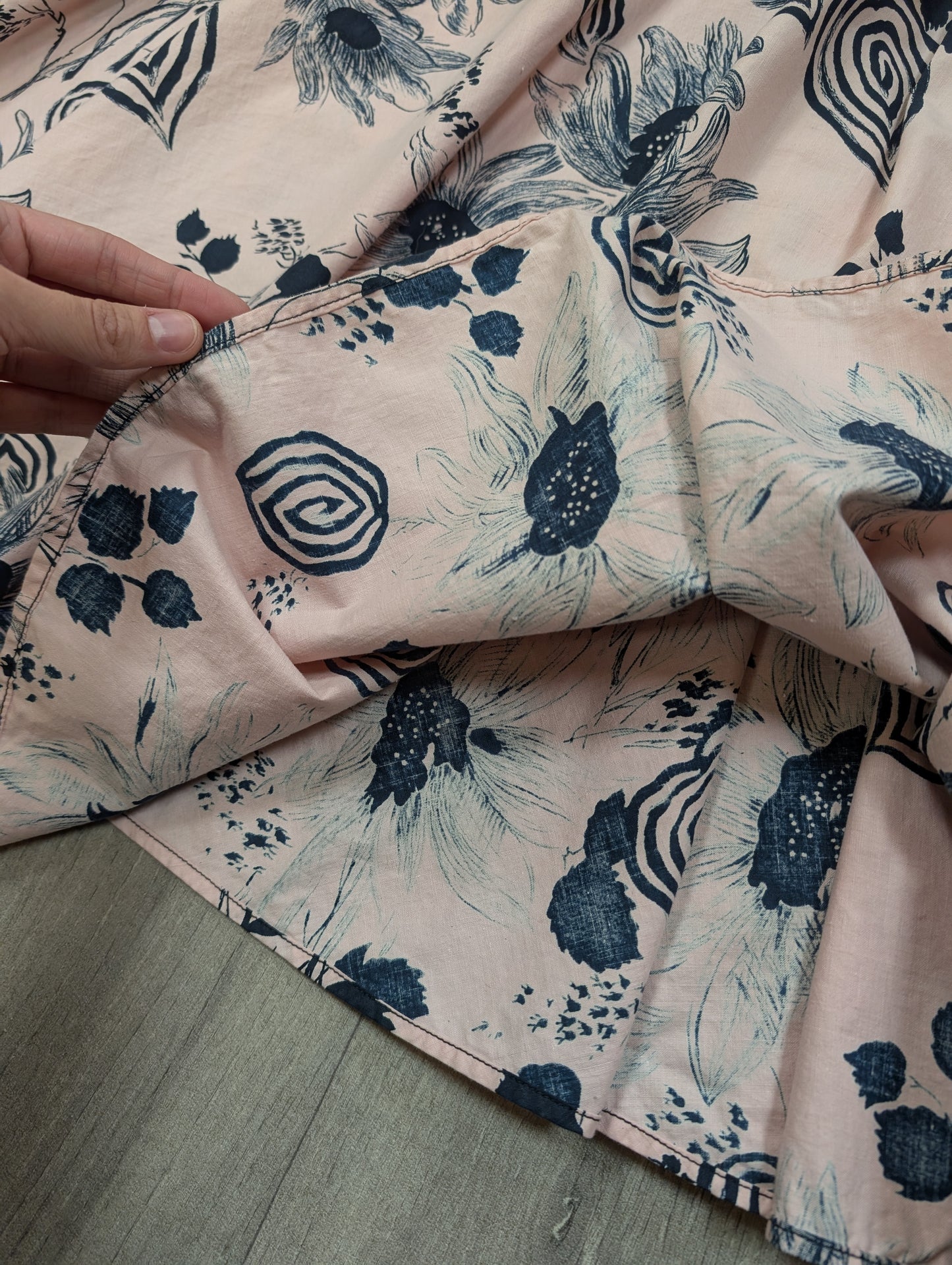 1950s St Michael abstract floral full circle cotton skirt - 25" waist