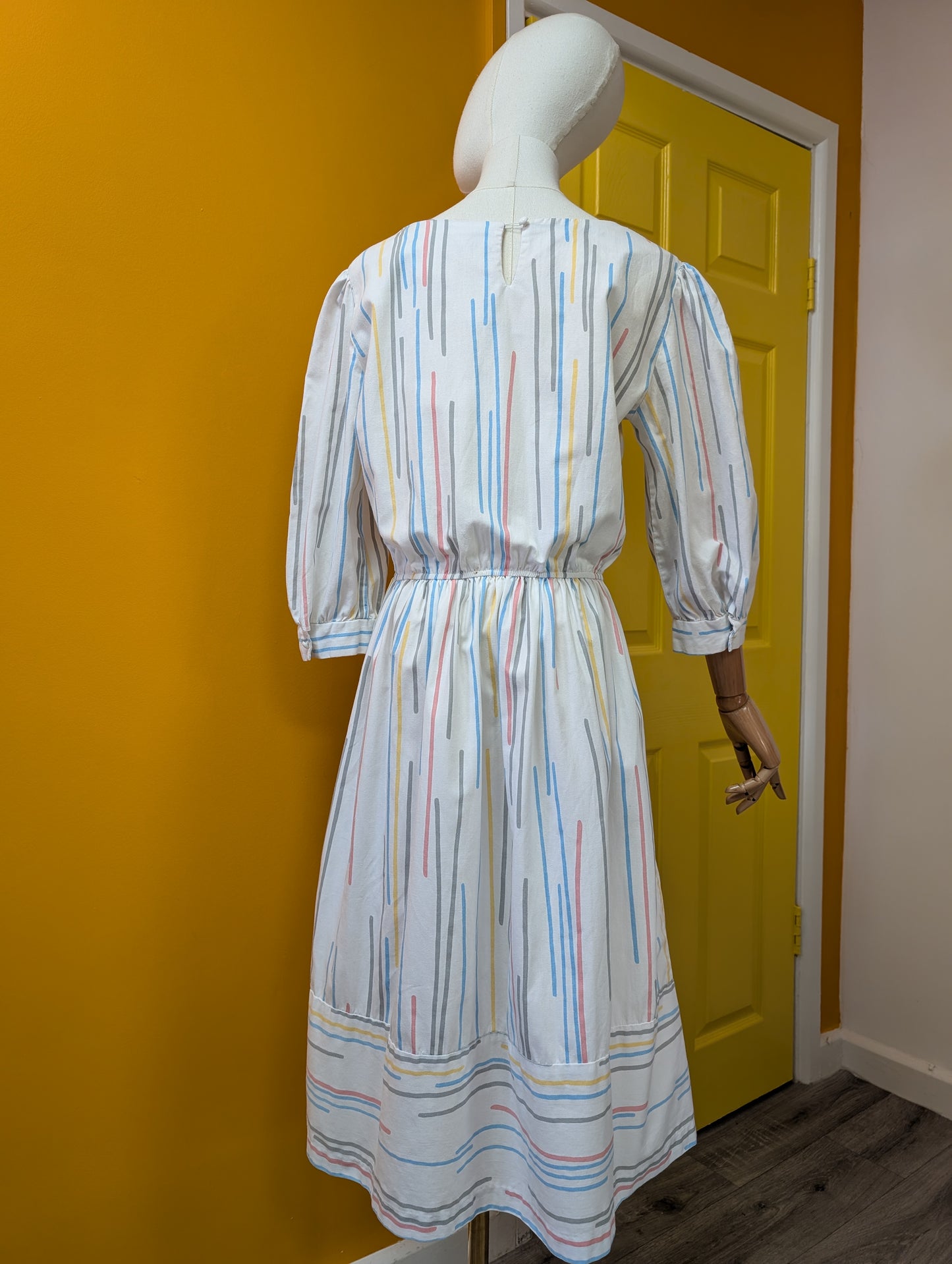 1980s Stuart Alan white cotton dress - M