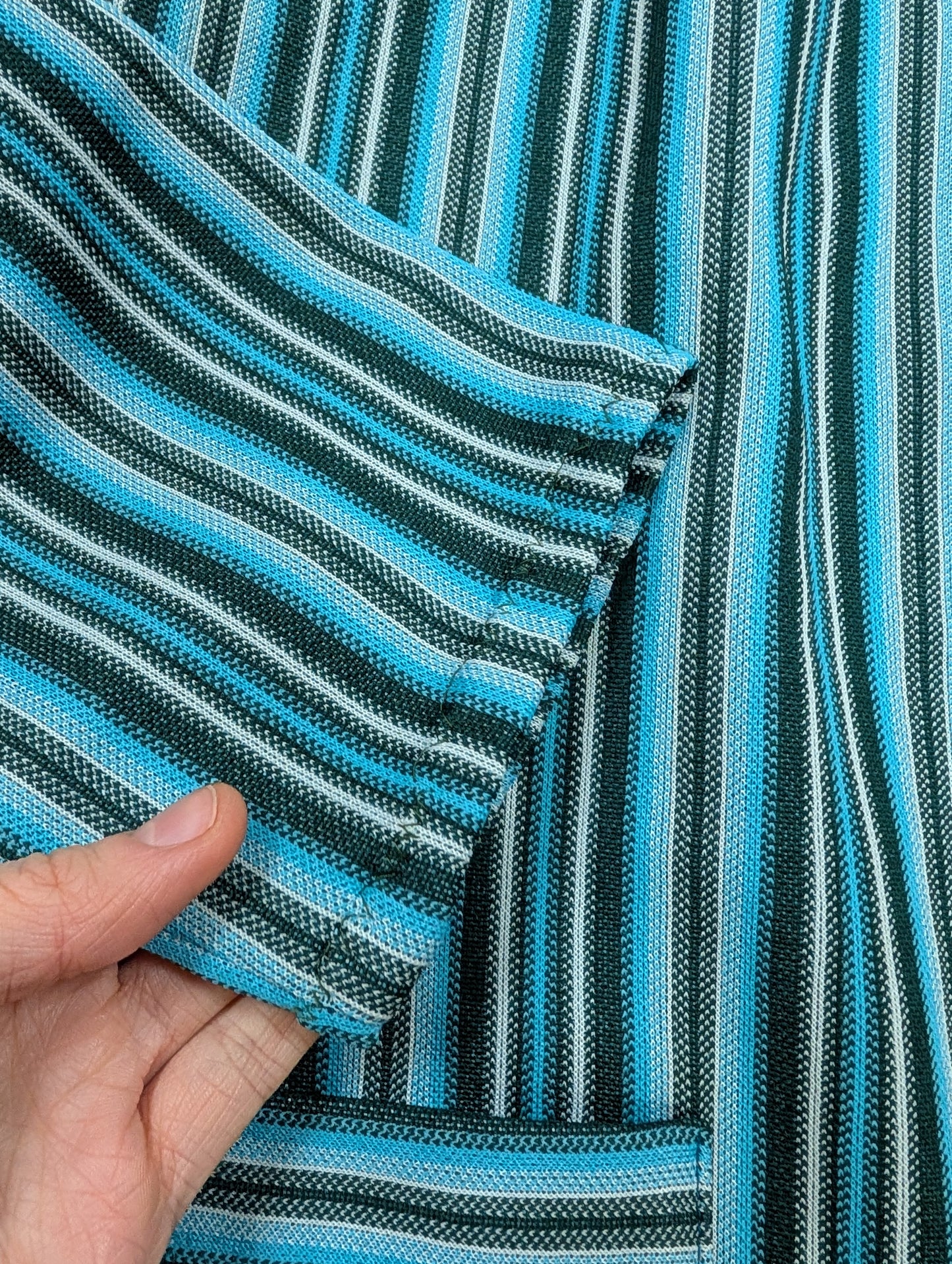 1960s striped crimplene dress - L/18