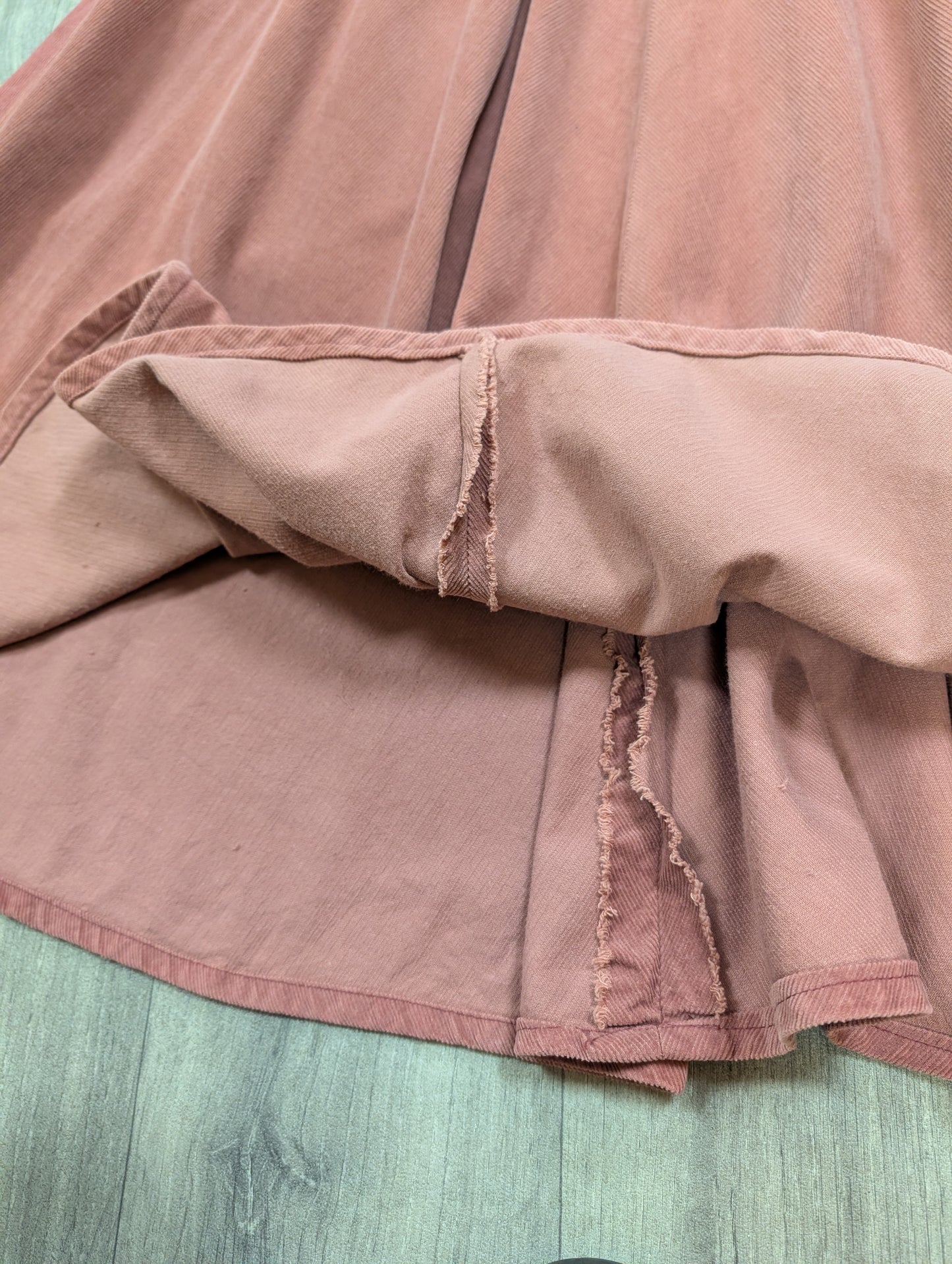 Gorgeous 1970s pink needlecord dress with William Morris fabric - S/8/10