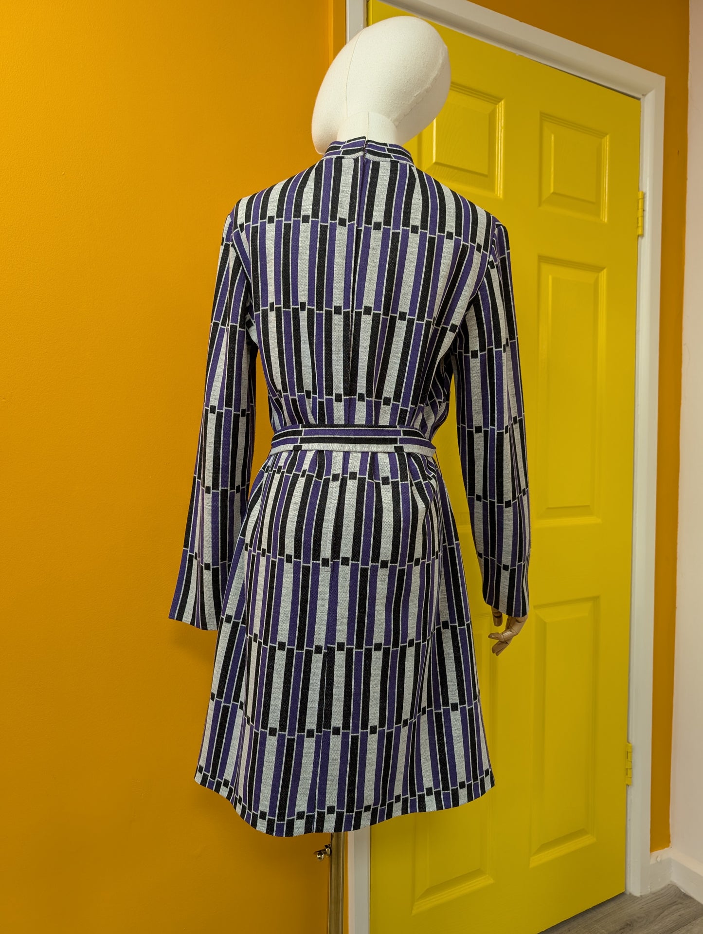 1970s purple dress & belt - M/L/14/16