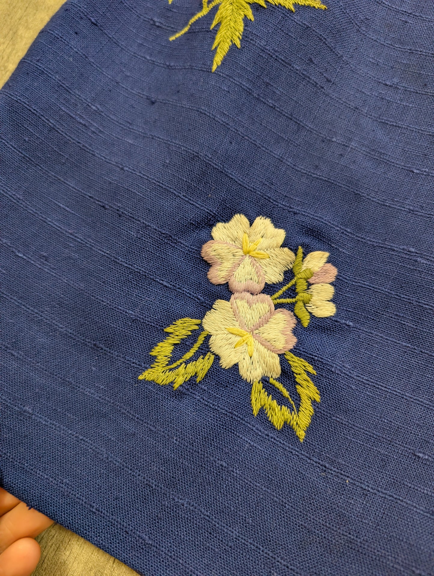 50s/60s Zenith blue embroidered floral dress - S/8/10