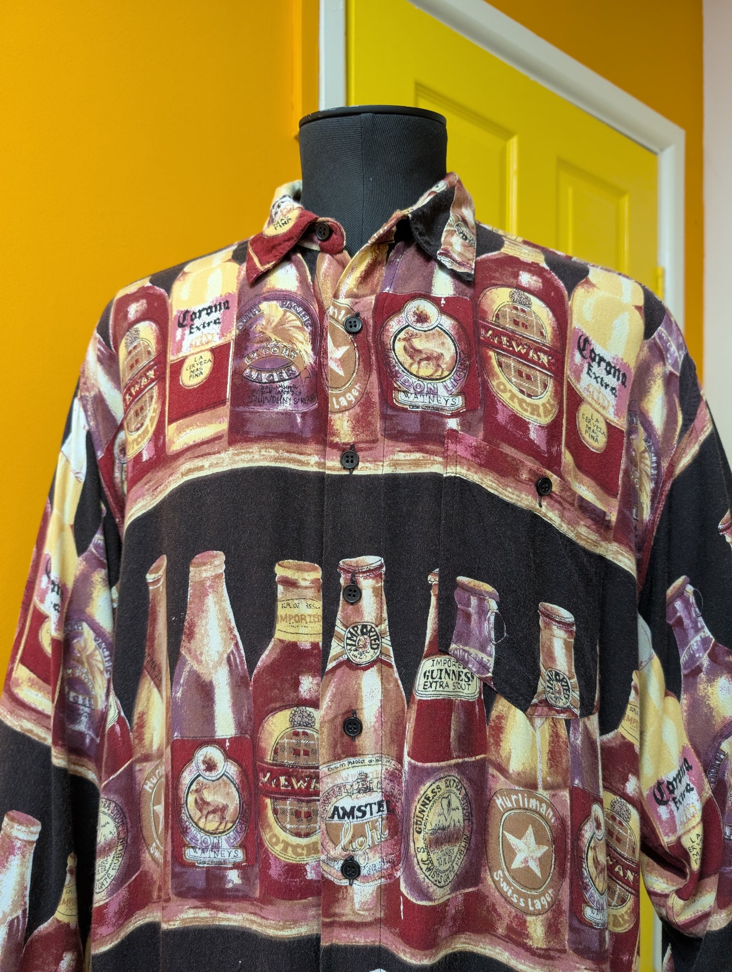 Chiori novelty beer print shirt