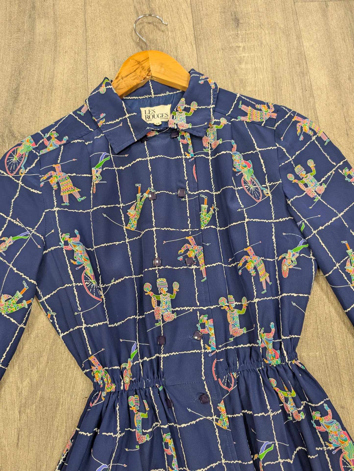 1980s clown print dress - XS
