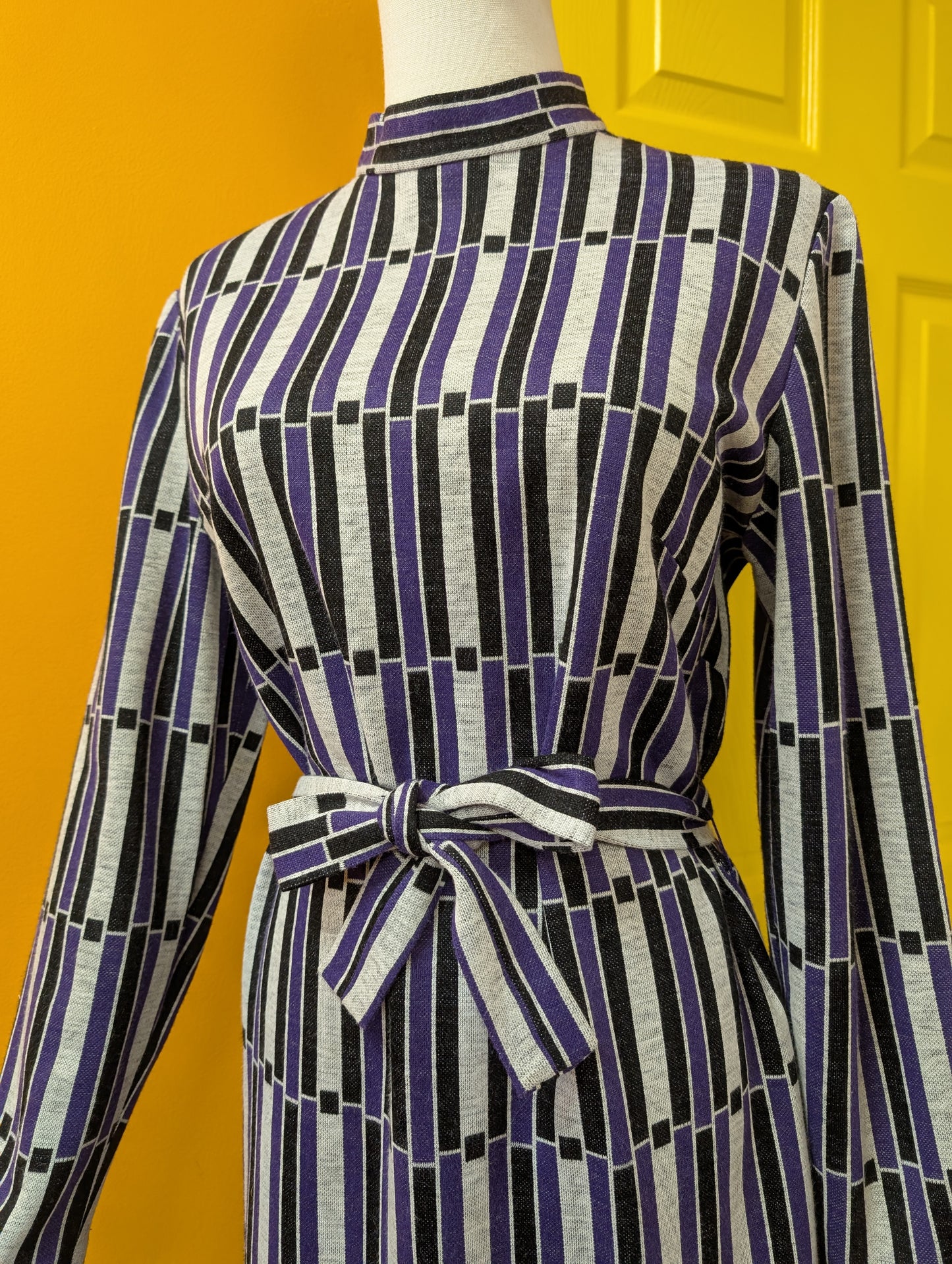 1970s purple dress & belt - M/L/14/16