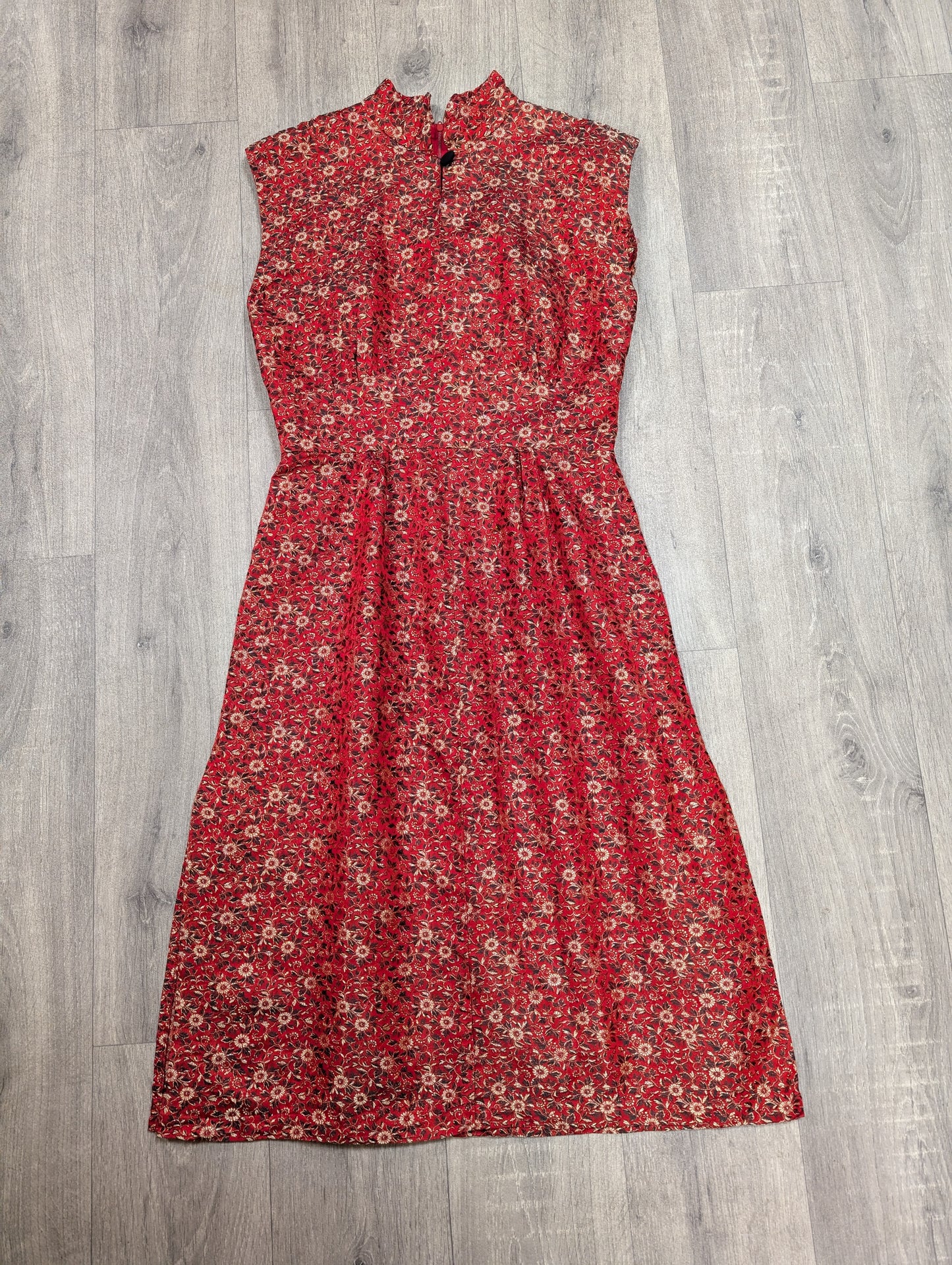 1960s red & gold dress - S/10