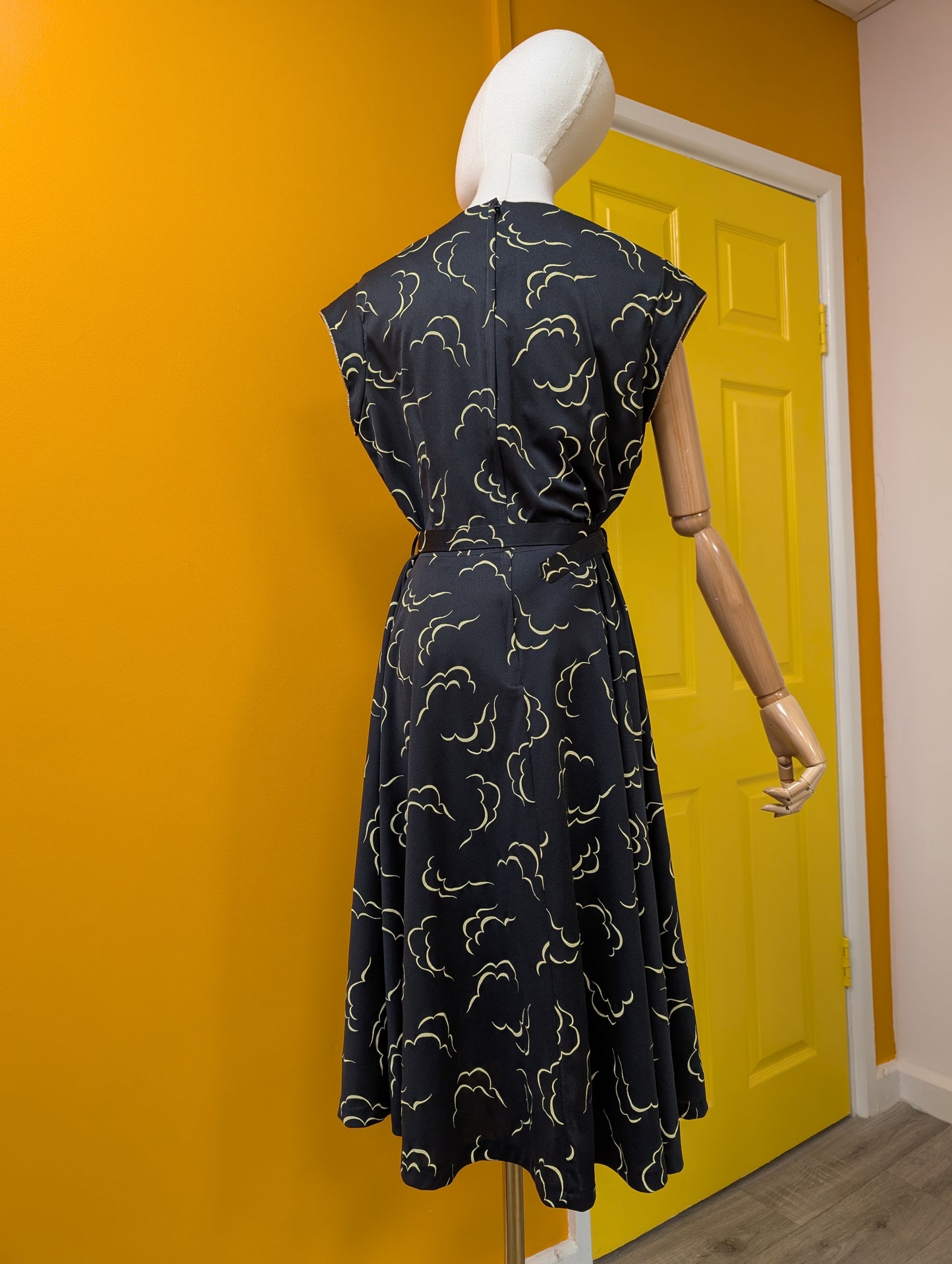 1980s cloud print dress - M/12/14