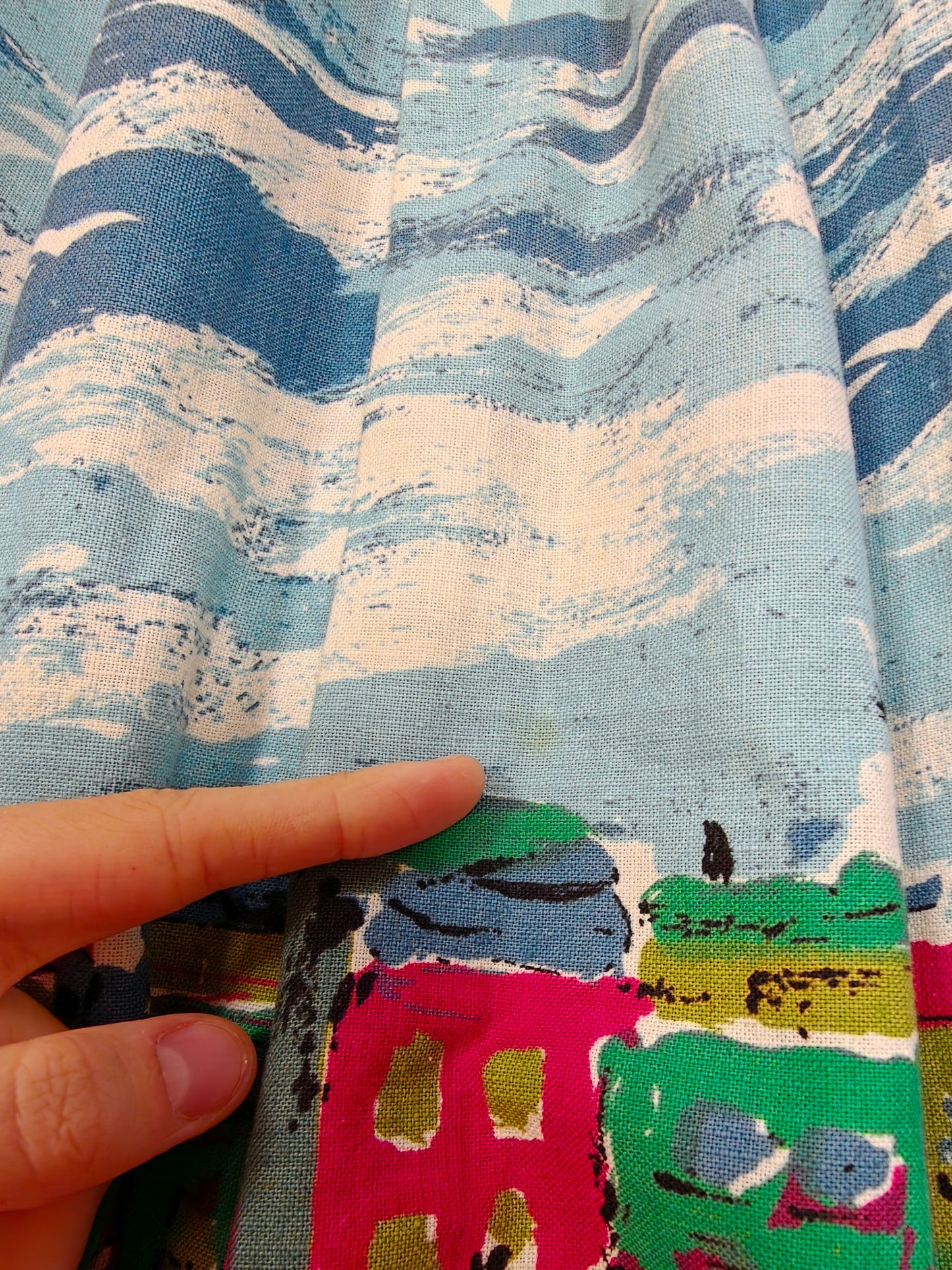 1950s Susan Barry novelty scenic print skirt