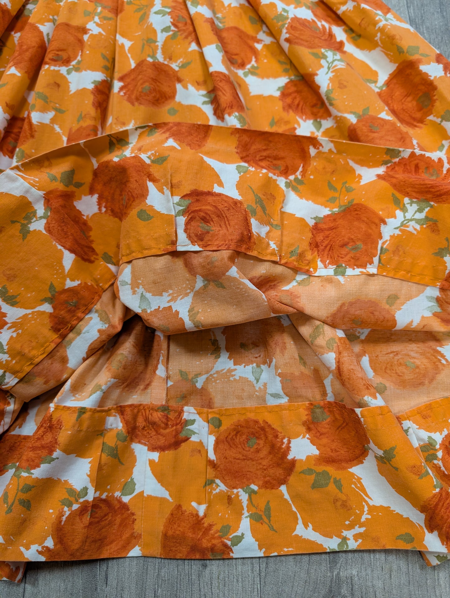 Late 1950s Modern Classics orange floral cotton dress - XS/S/6/8