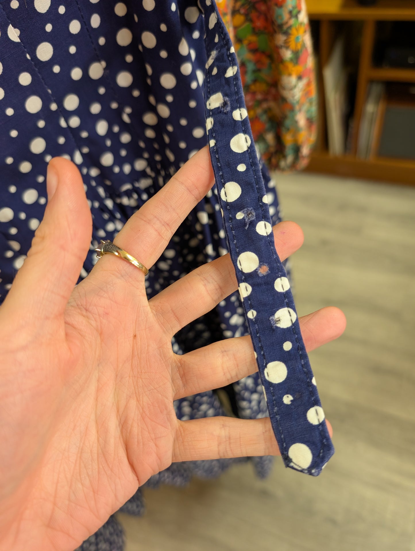 1950s 'A Diana Dress' navy/white polka dot cotton - S/8/10