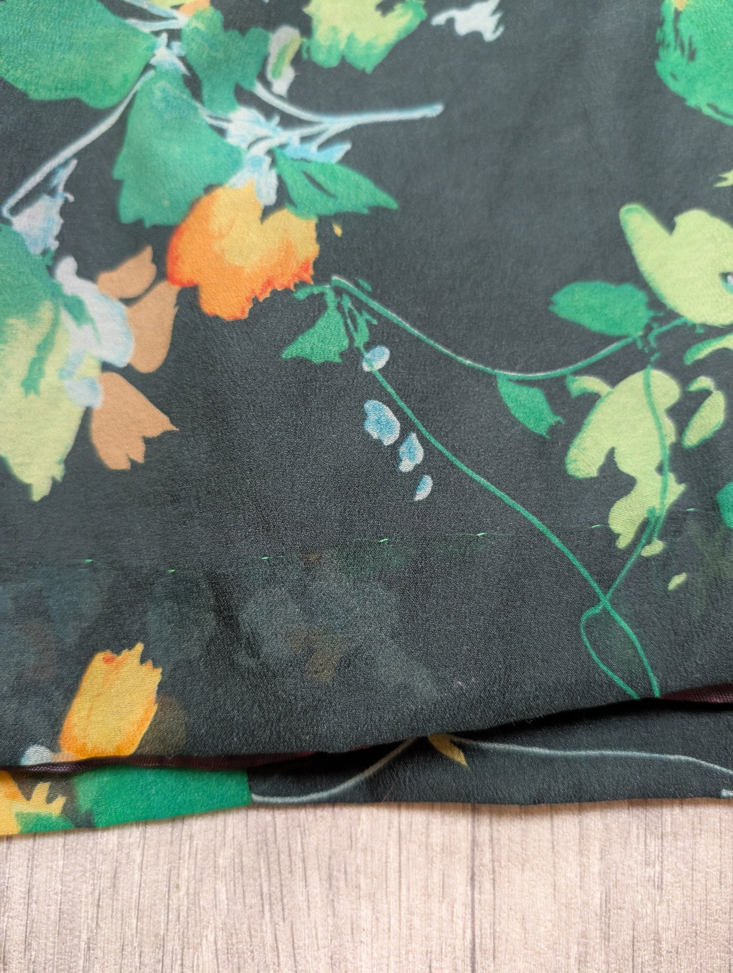1970s green floral maxi dress - S/8/10