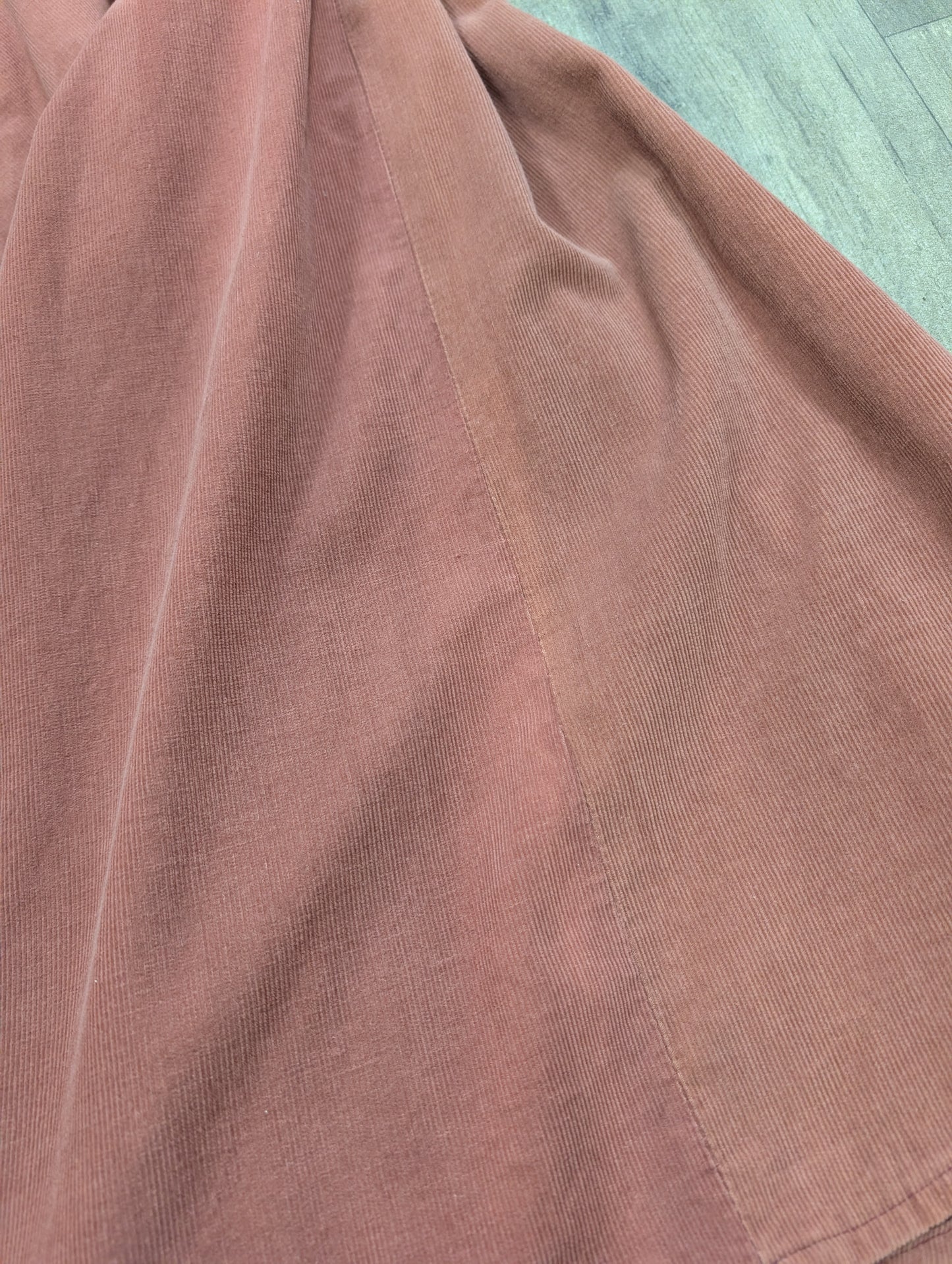 Gorgeous 1970s pink needlecord dress with William Morris fabric - S/8/10