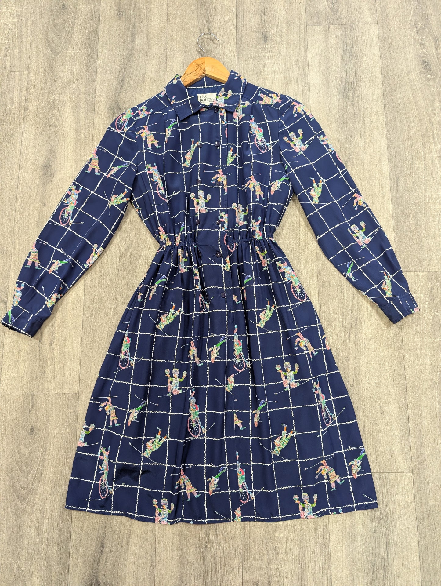 1980s clown print dress - XS
