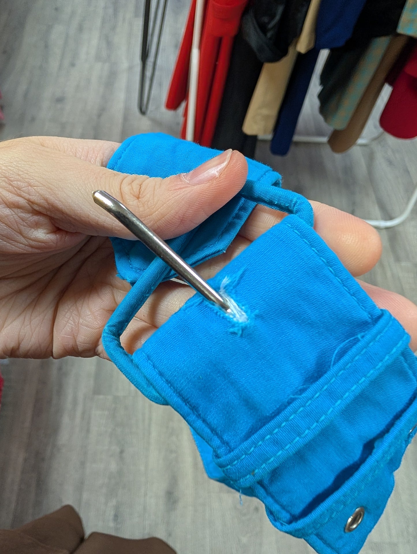 1950s The Lady by Harrimonde blue cotton dress and belt - 38"B, 29"W