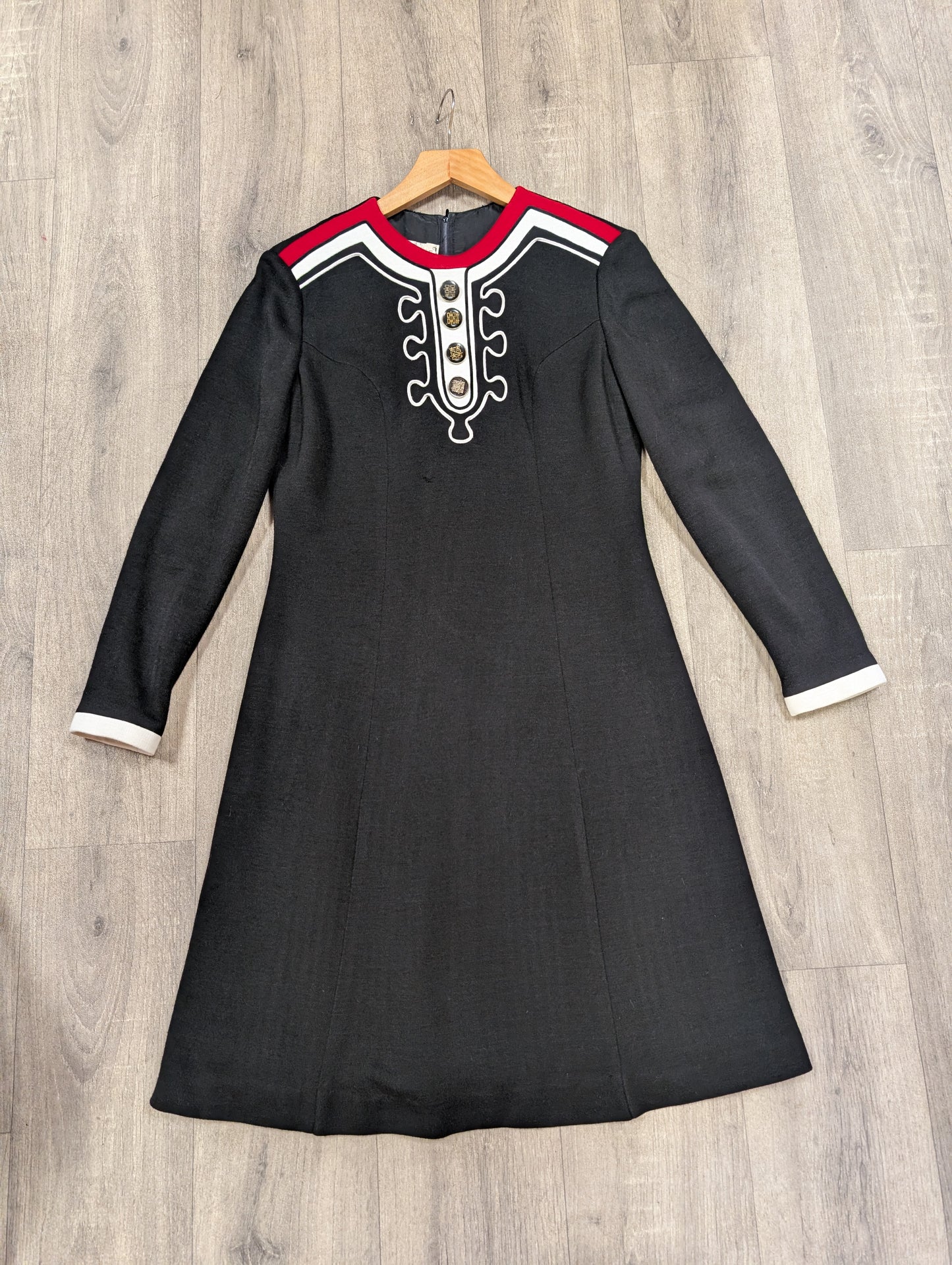 1970s black/red/white dress - S/10