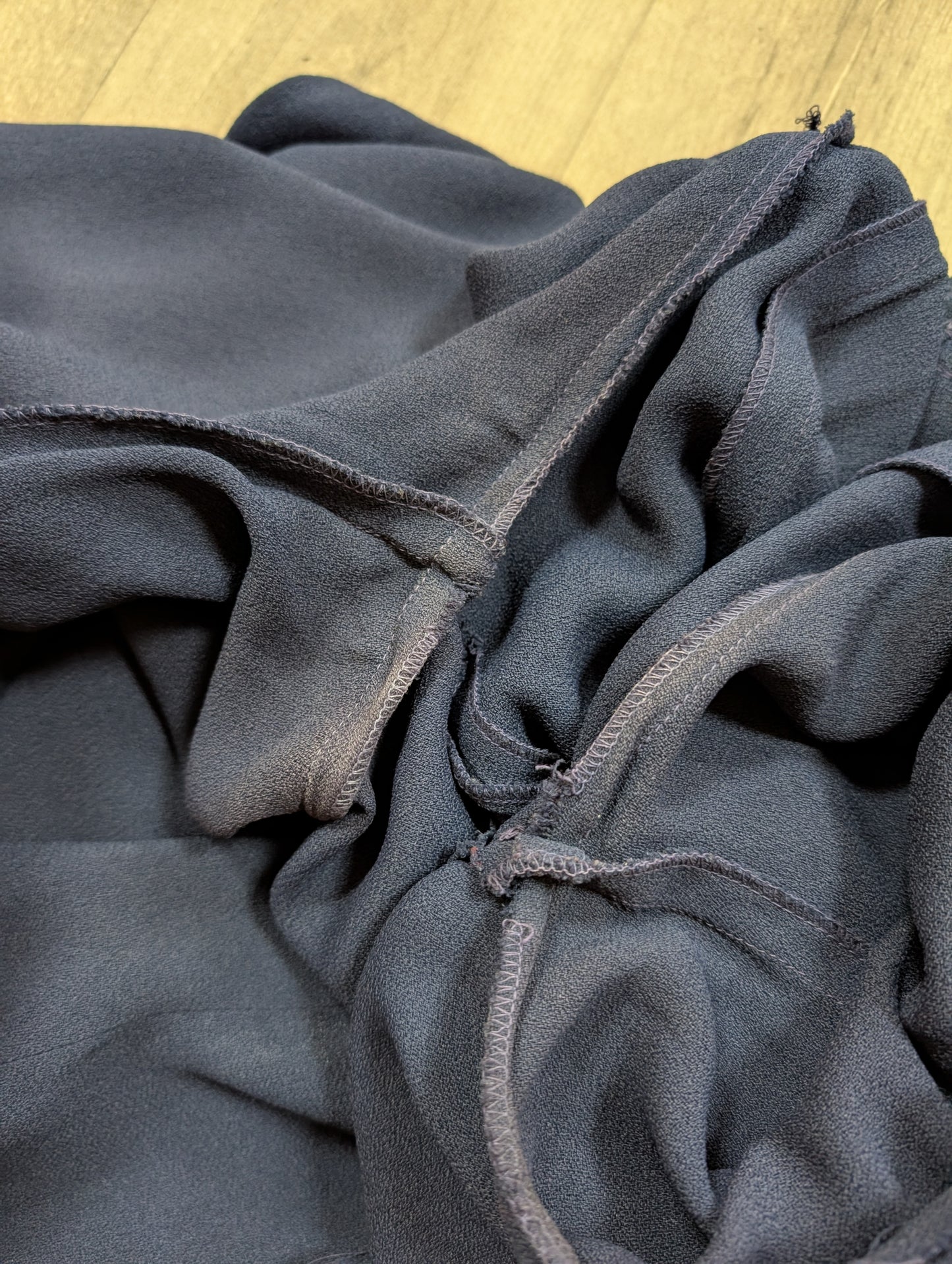 1970s Ossie Clark for Radley moss crepe navy blue dress - S/M