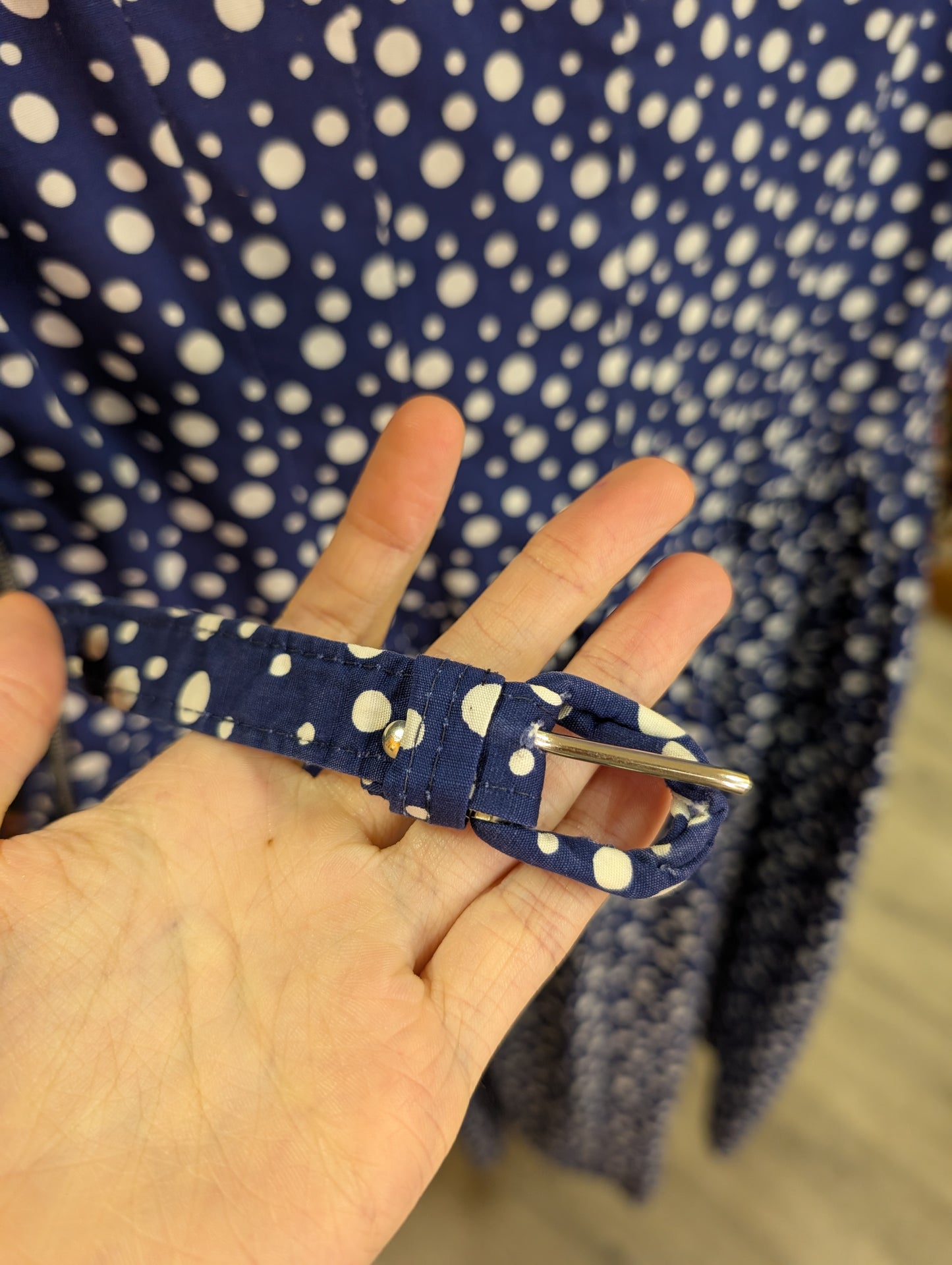 1950s 'A Diana Dress' navy/white polka dot cotton - S/8/10