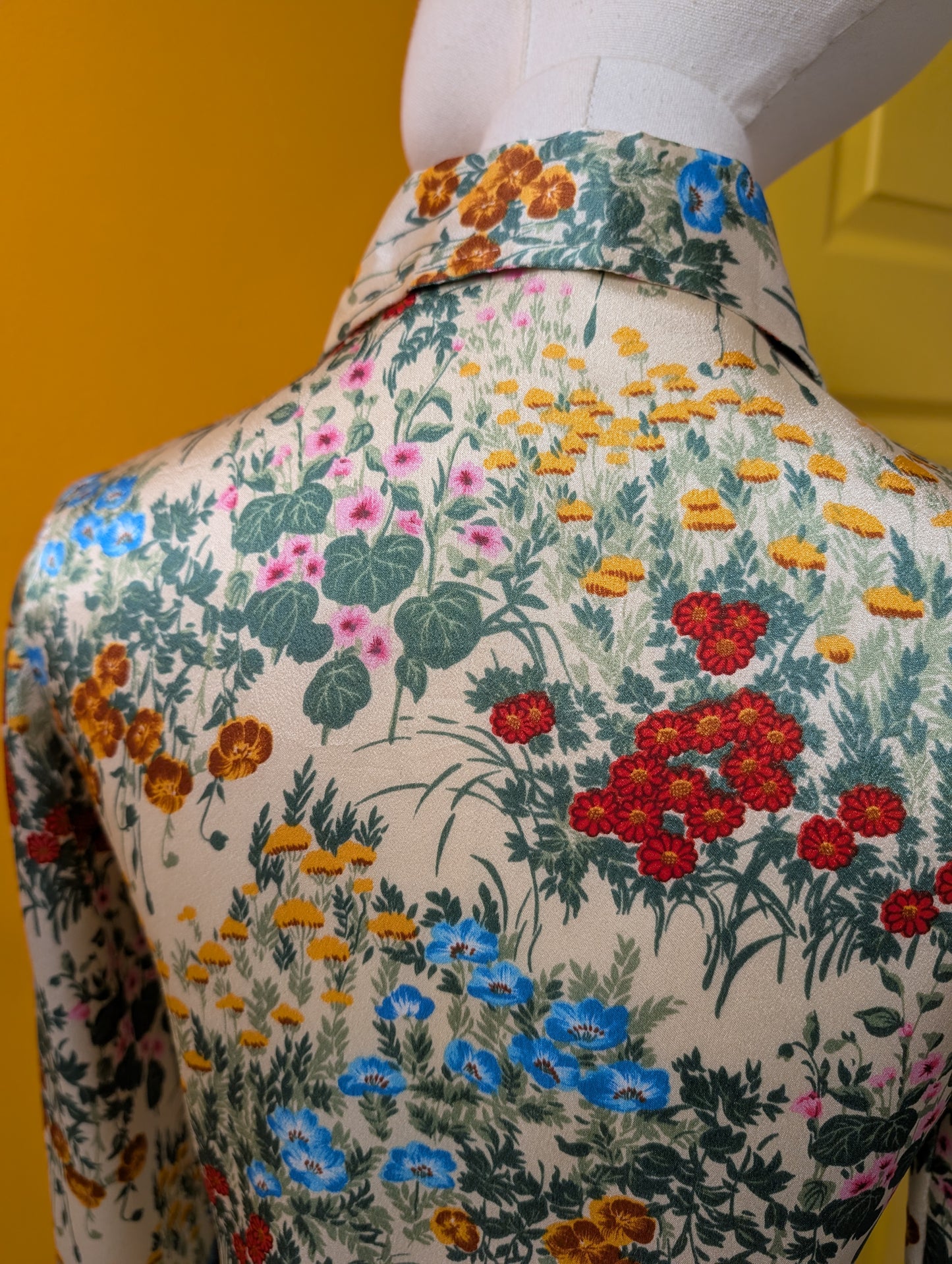 1970s Stuart Lang floral dagger collar shirt - XS