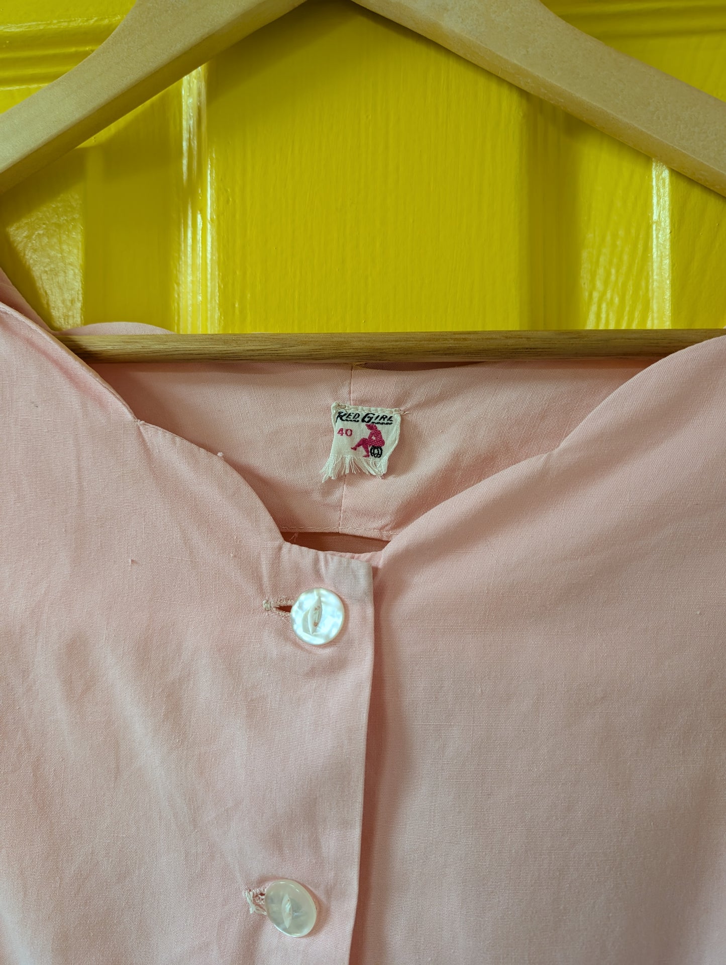 1950s Red Girl pink cotton top - M