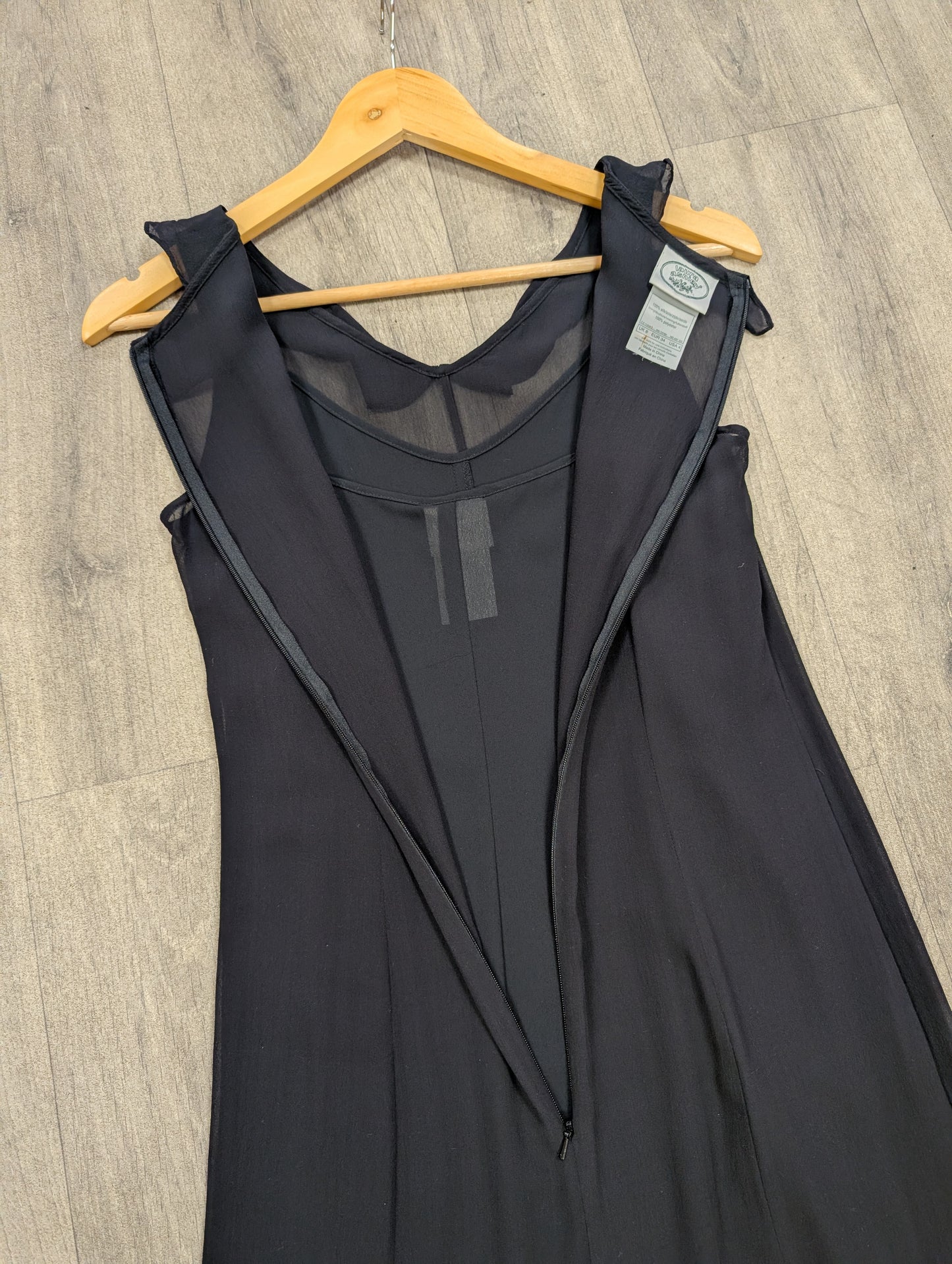 1990s Laura Ashley black silk dress - XS/6/8