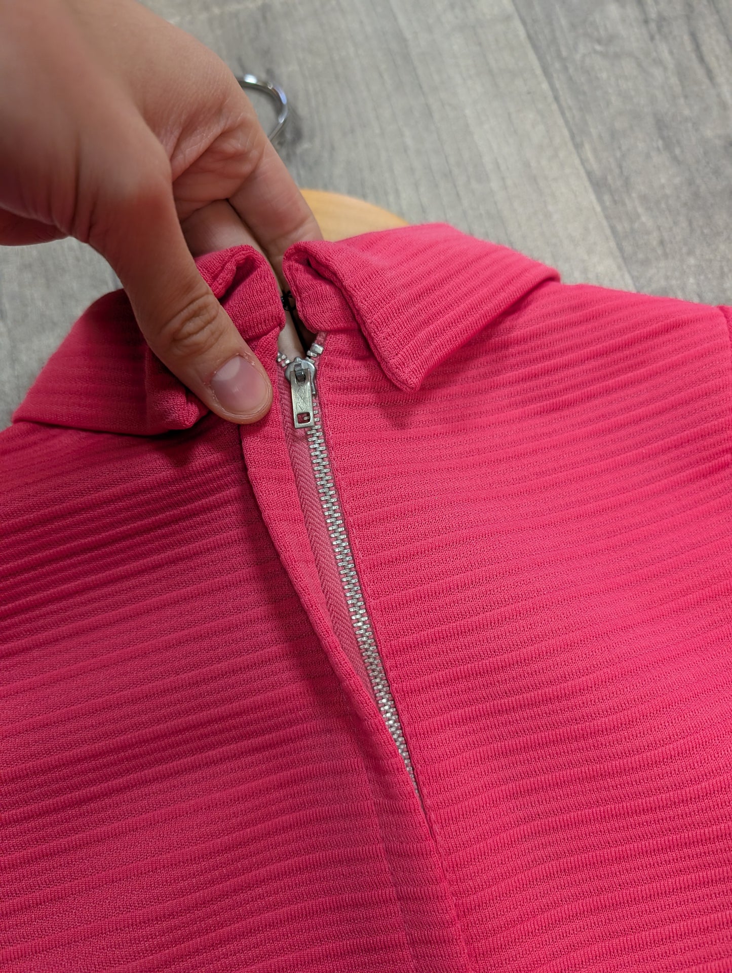 1960s pink crimplene dress - S/8