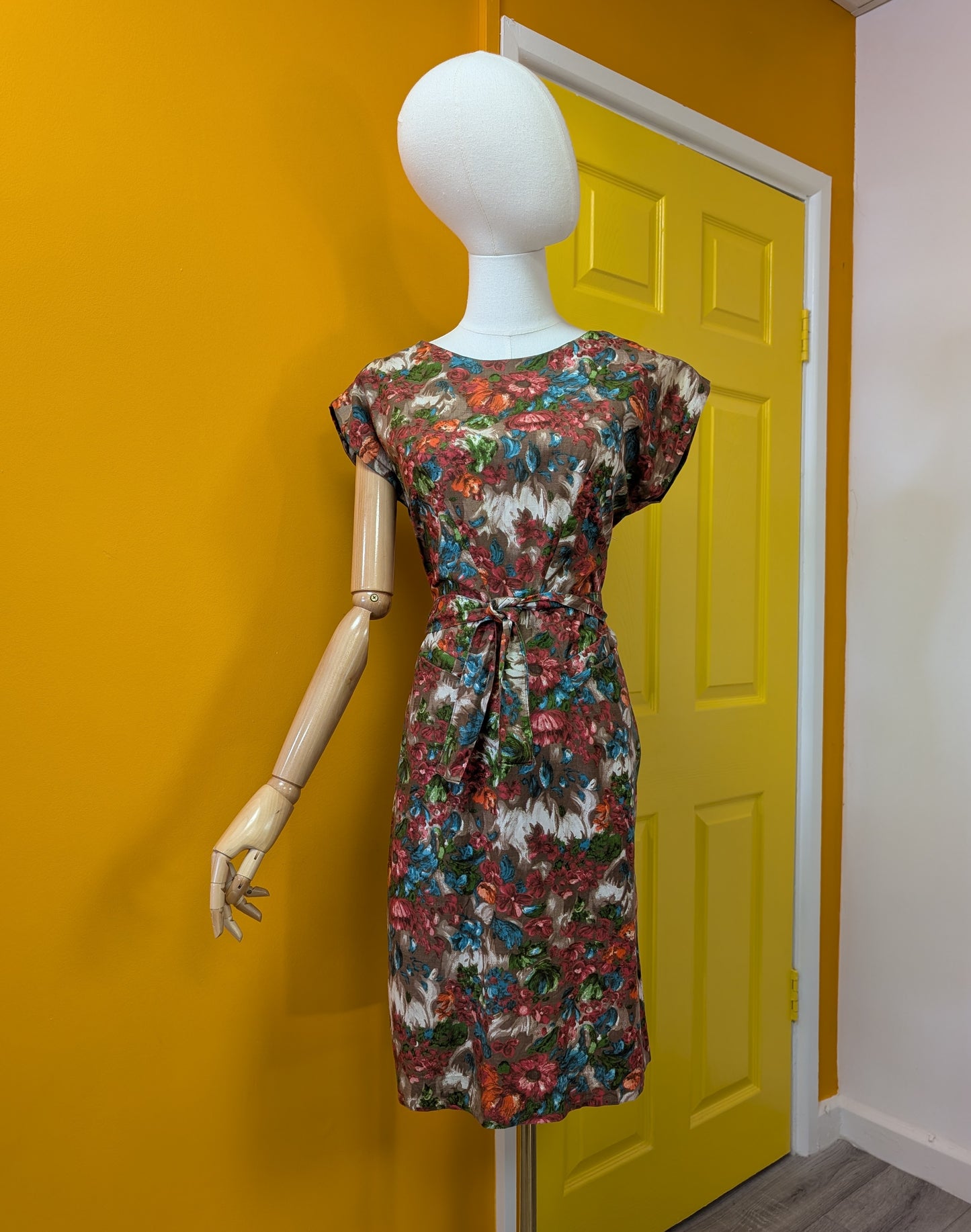 50s/60s Welsmere cotton dress, belt & jacket - S/10