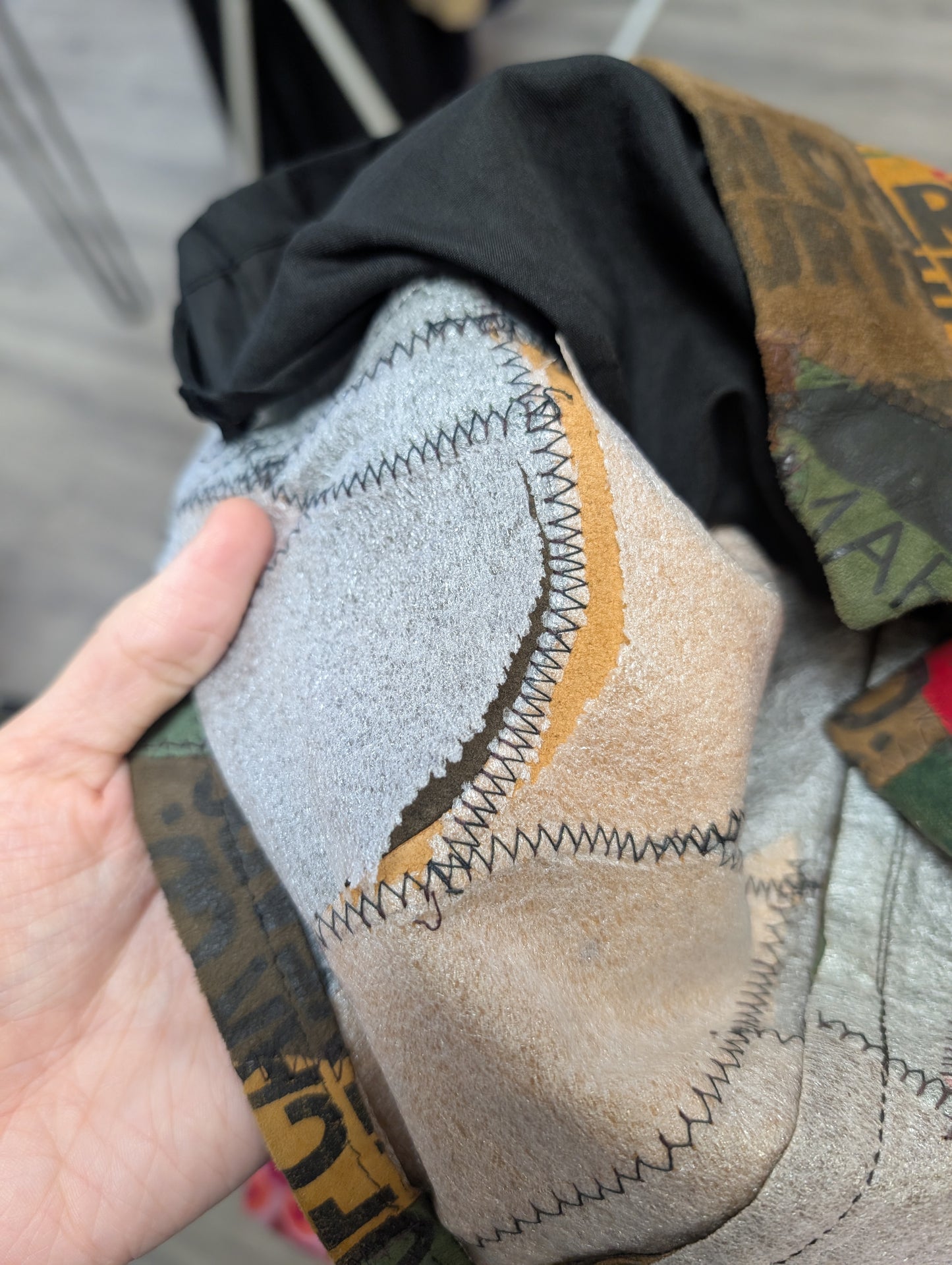 90s/Y2K Winch patchwork suede skirt - 26" waist
