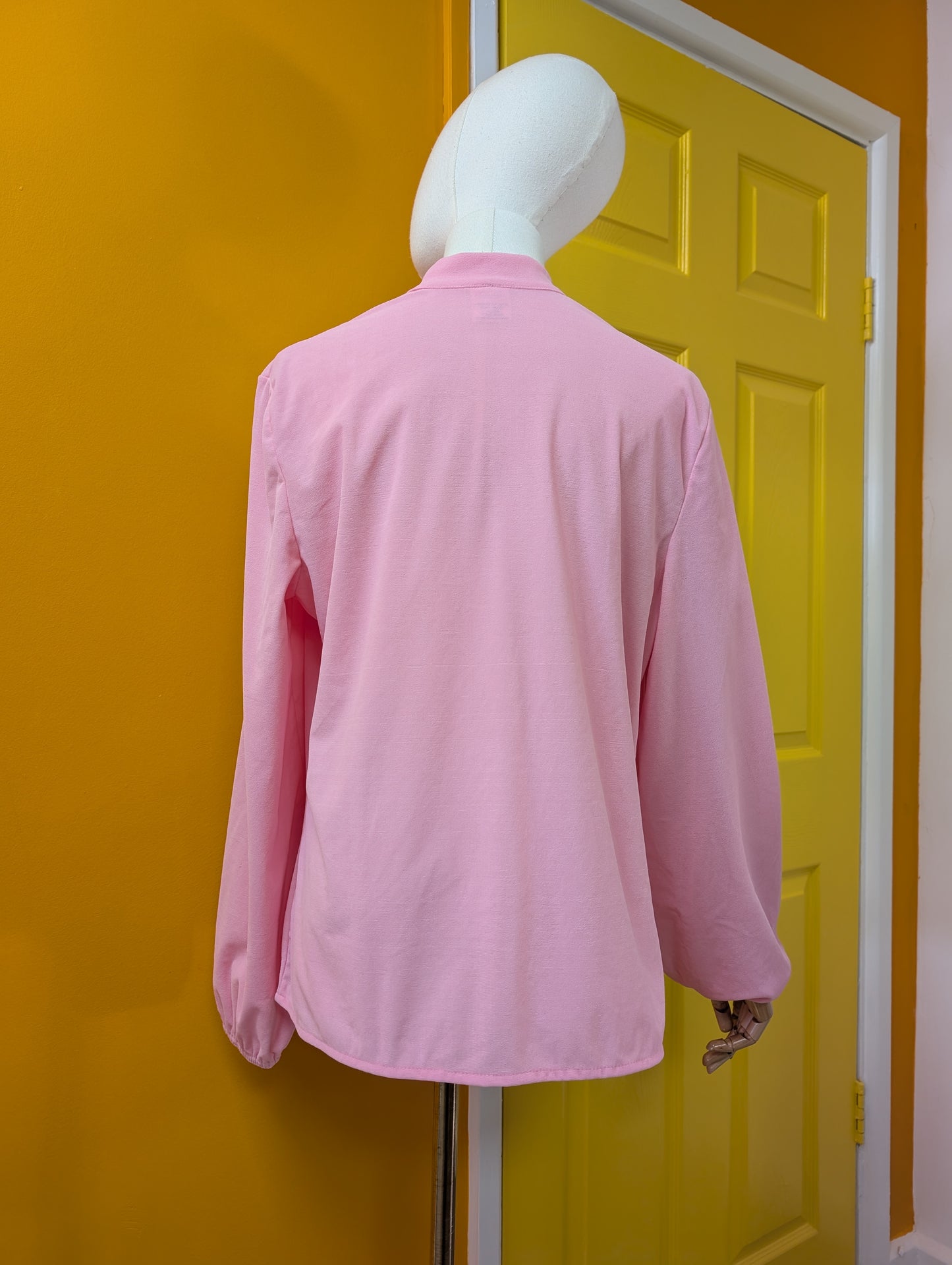 60s/70s Brentford's pink pussy bow blouse - M