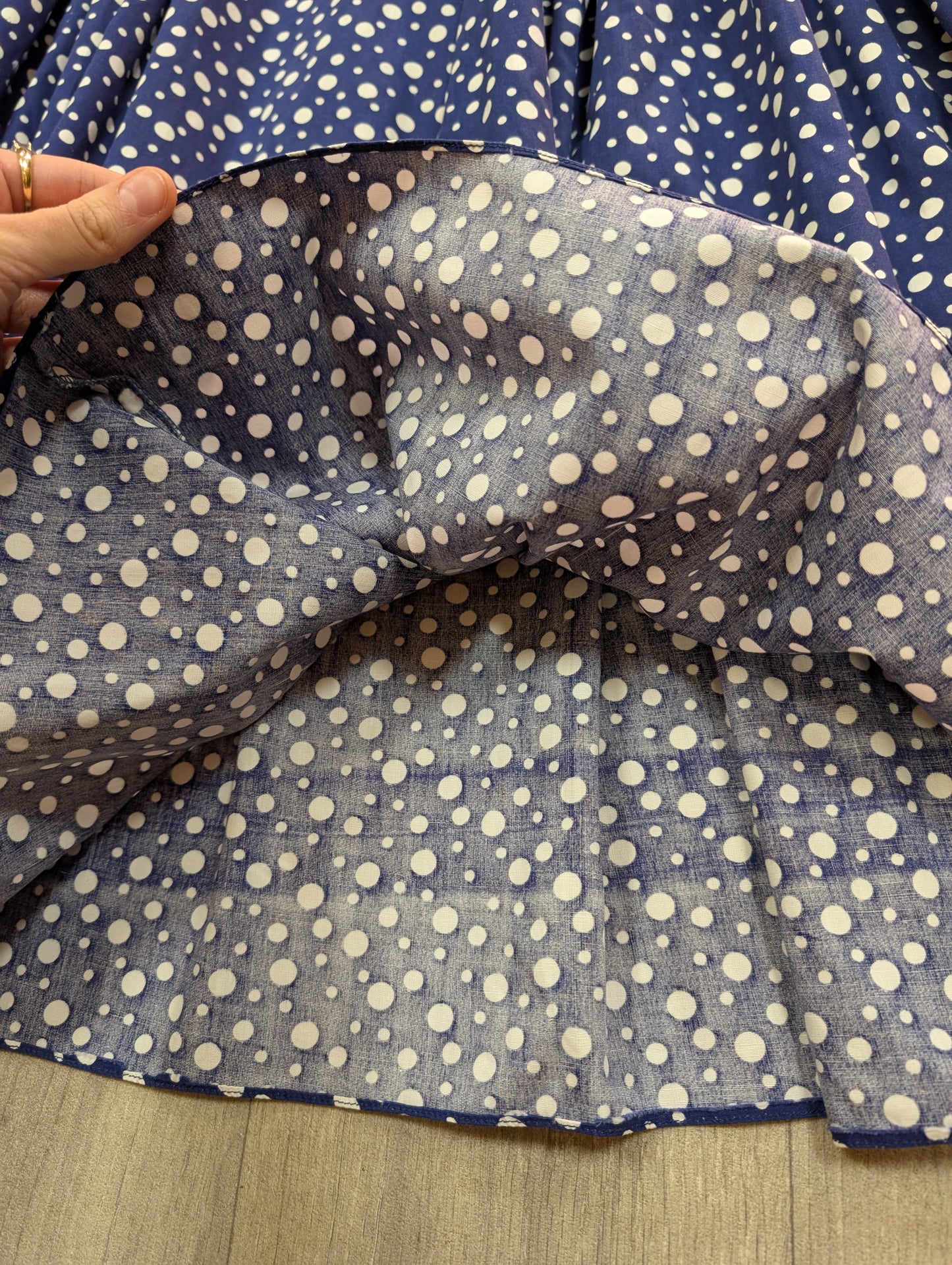 1950s 'A Diana Dress' navy/white polka dot cotton - S/8/10