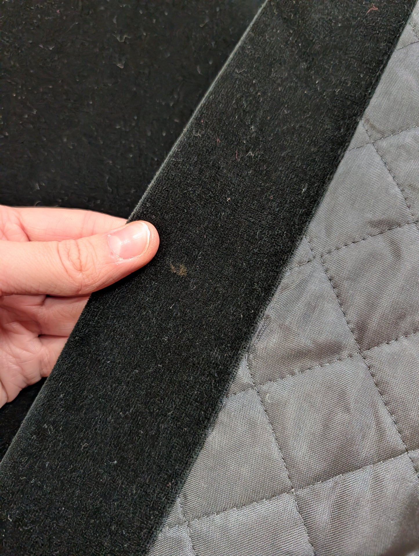 1970s Quad black velvet quilted cape