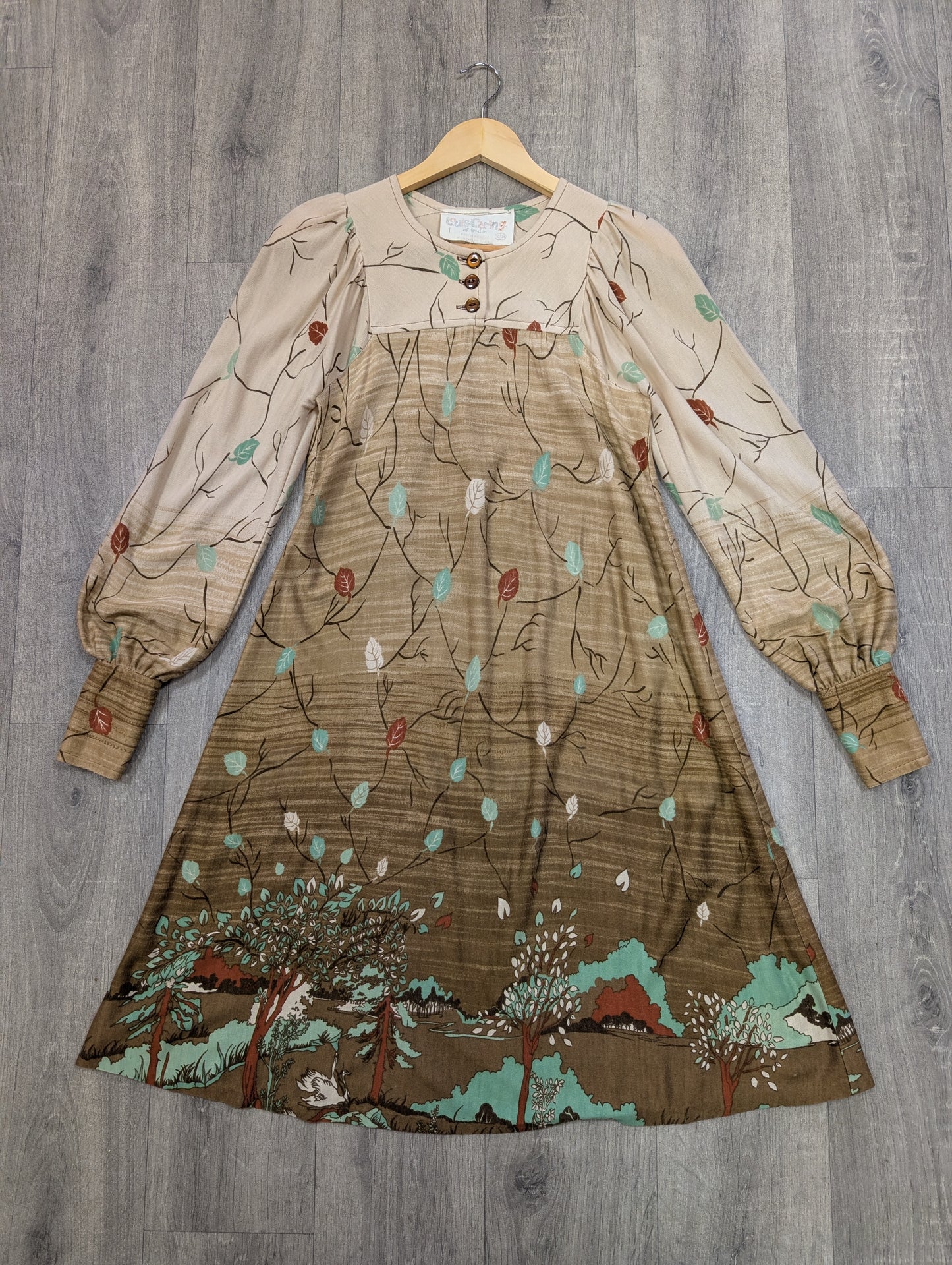 1970s Louis Caring autumnal novelty print dress - XS/S/6/8