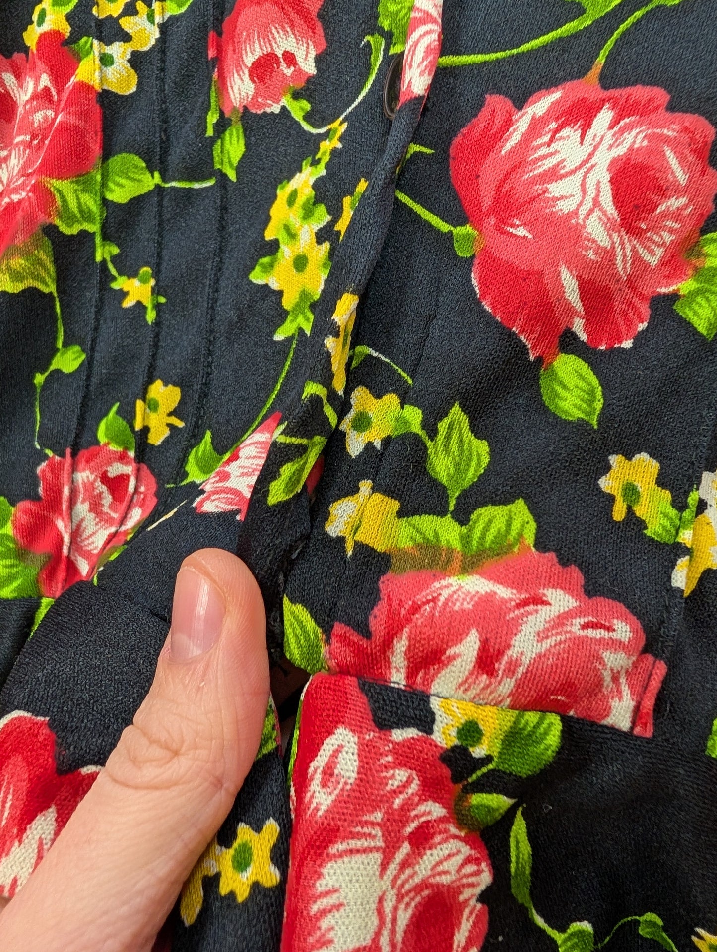 1970s floral tie waist shirt - XS/6