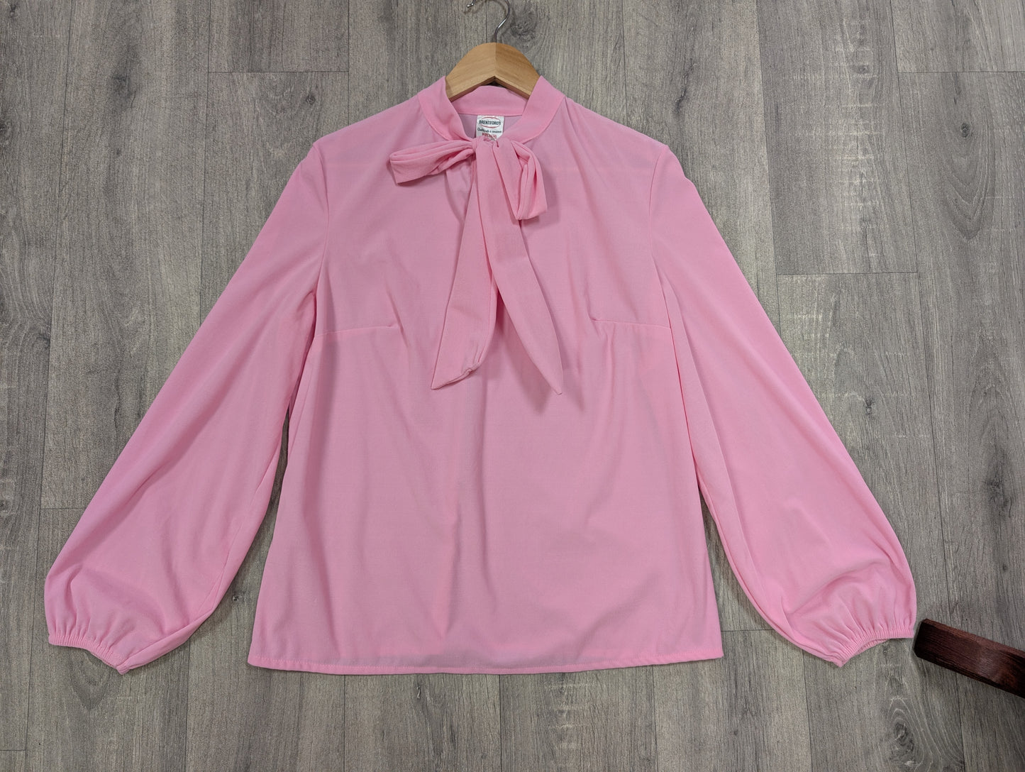 60s/70s Brentford's pink pussy bow blouse - M