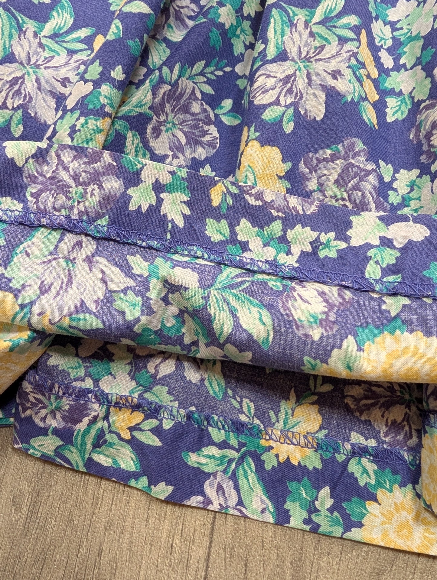 1980s Laura Ashley blue floral cotton dress - M/12