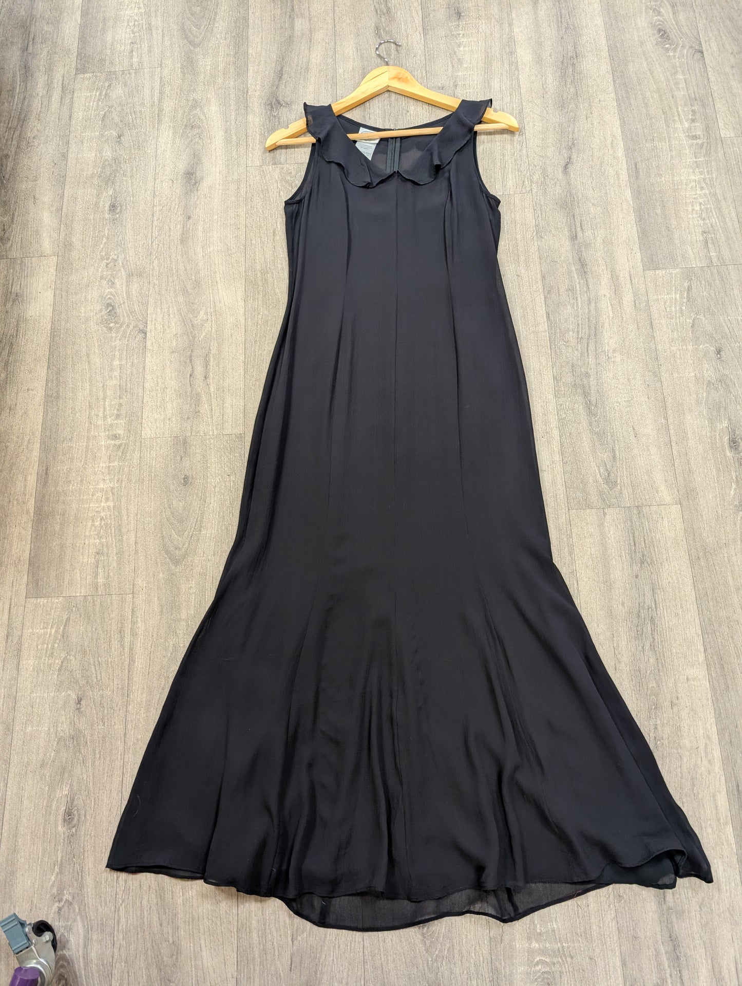 1990s Laura Ashley black silk dress - XS/6/8