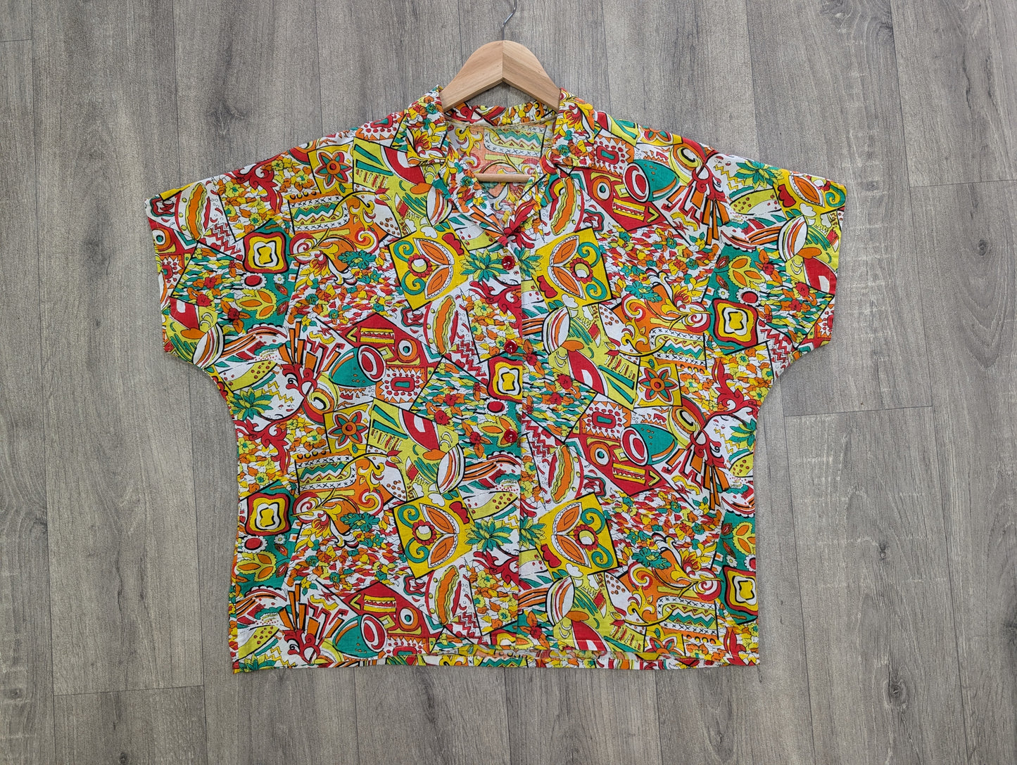 Abstract print cotton shirt - L